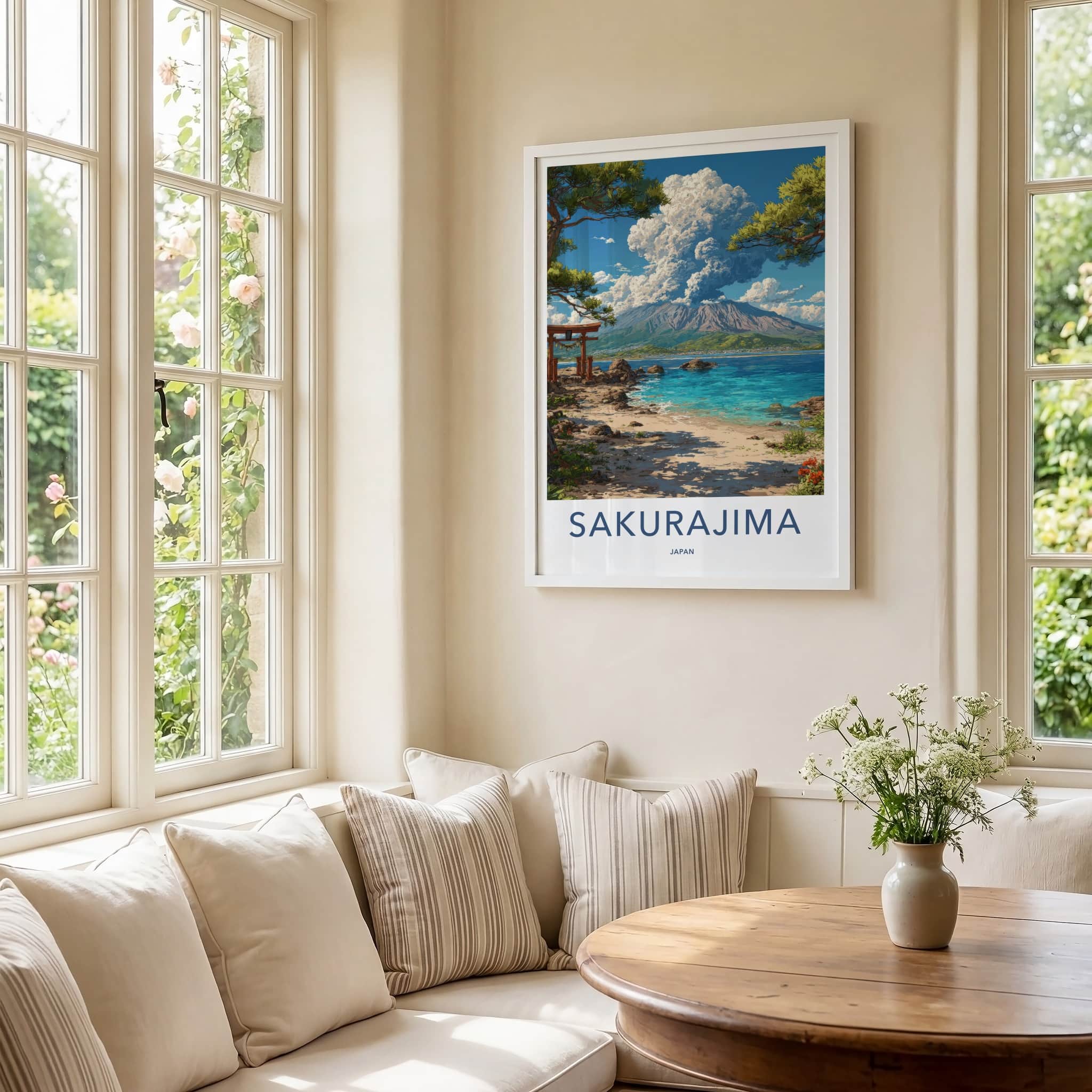 Sakurajima Poster - Japan Wall Art - Volcanic Eruption Scene Home Decor