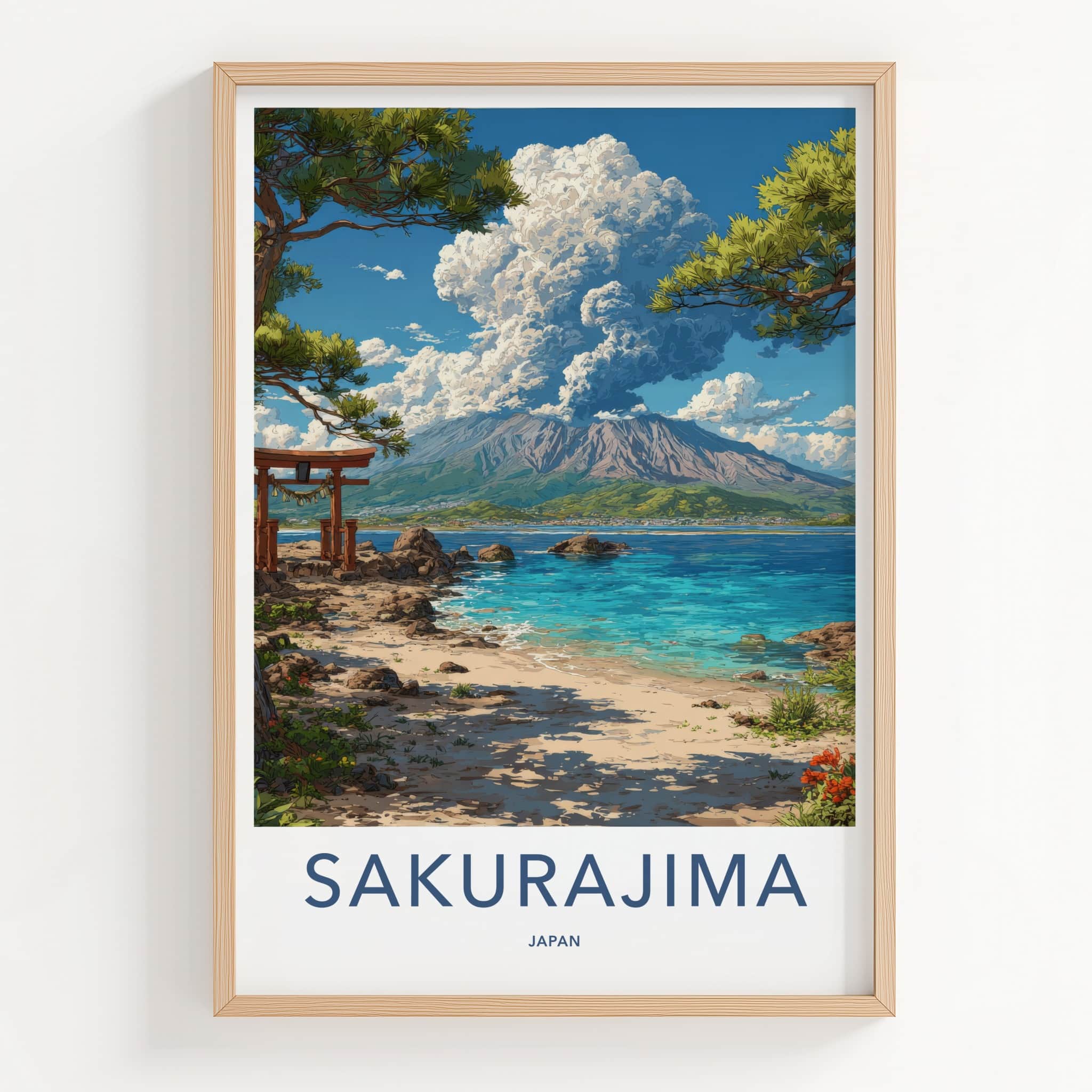 Sakurajima Poster - Japan Wall Art - Volcanic Eruption Scene Home Decor