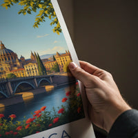 Salamanca Poster - Spain Travel Art - Arched Bridge Cityscape Home Decor