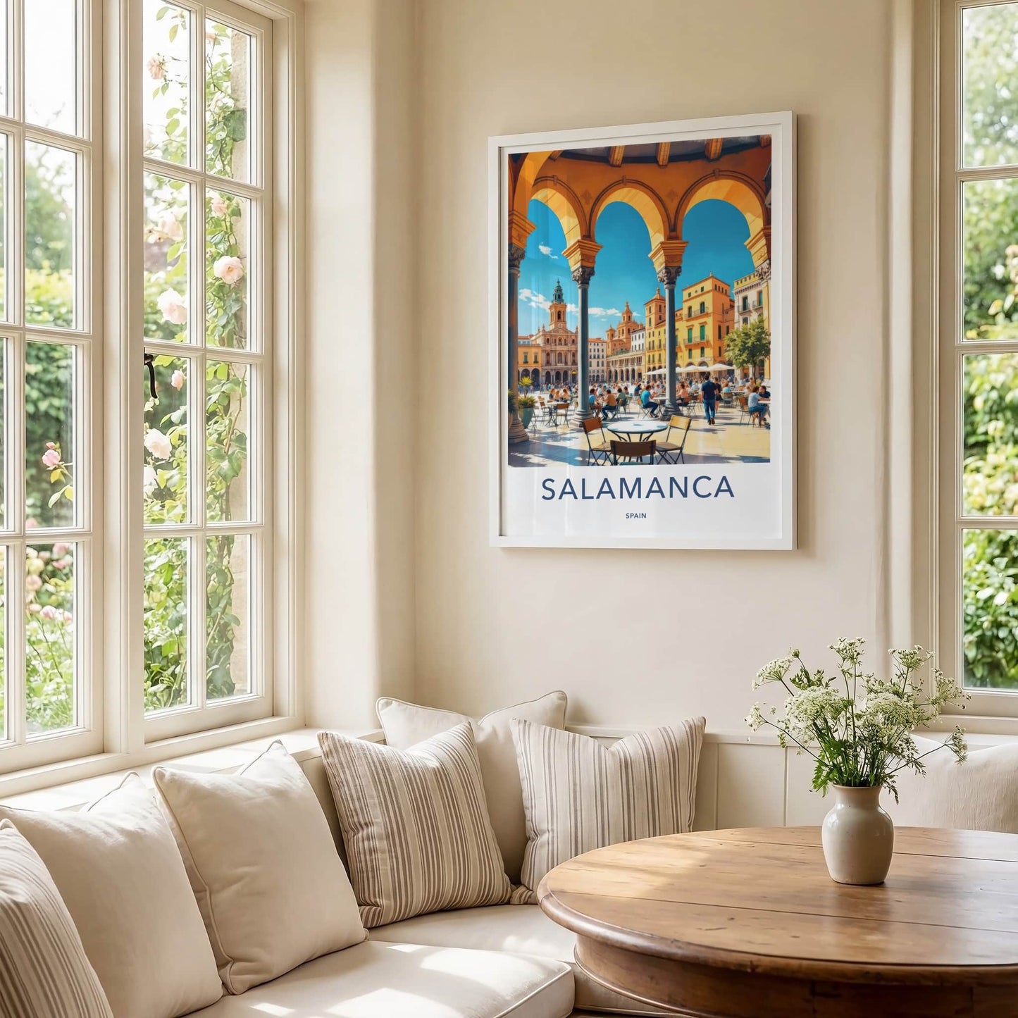 Salamanca Poster - Spain Travel Art - Bustling Plaza Scene Home Decor