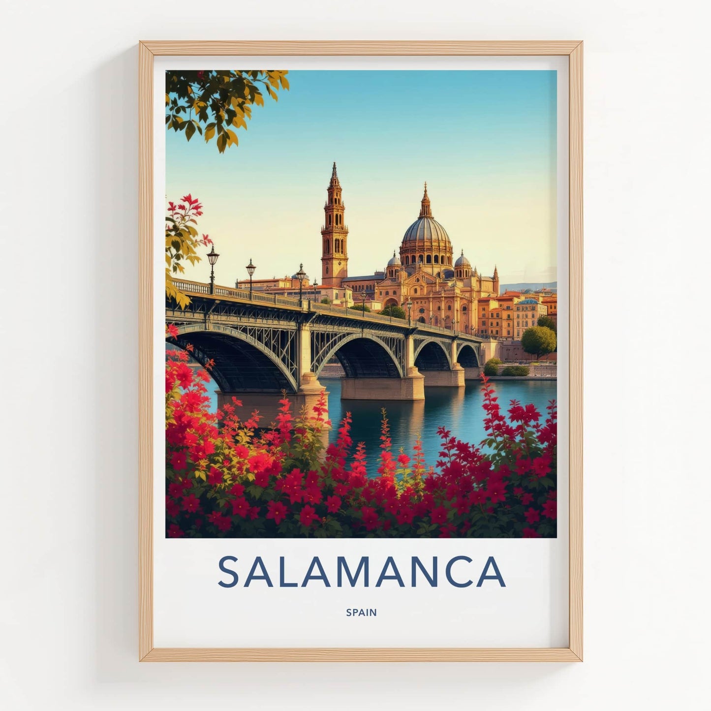 Salamanca Poster - Spain Travel Art - Historic Bridge Cathedral Home Decor