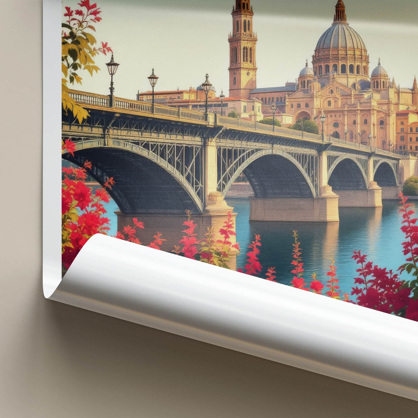 Salamanca Poster - Spain Travel Art - Historic Bridge Cathedral Home Decor