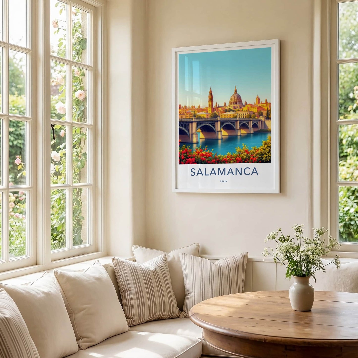 Salamanca Poster - Spain Travel Art - Historic Bridge Cityscape Home Decor