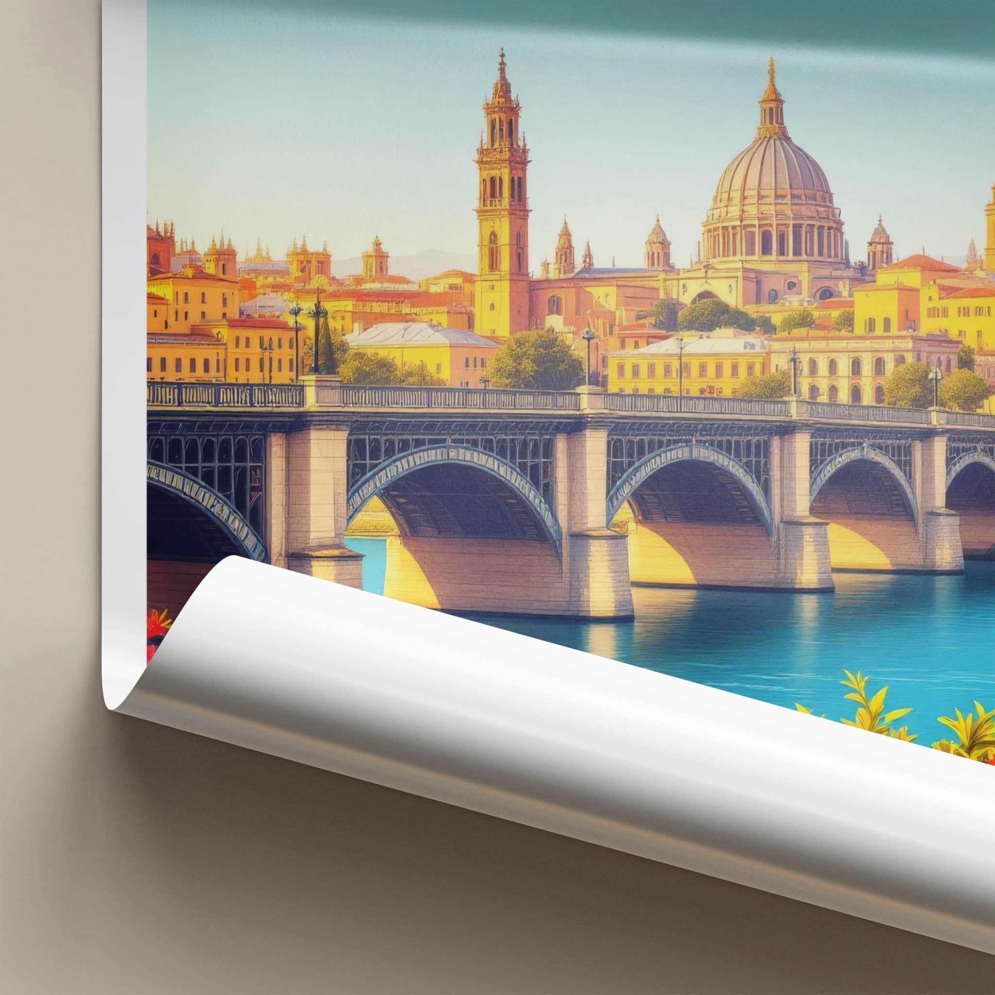 Salamanca Poster - Spain Travel Art - Historic Bridge Cityscape Home Decor