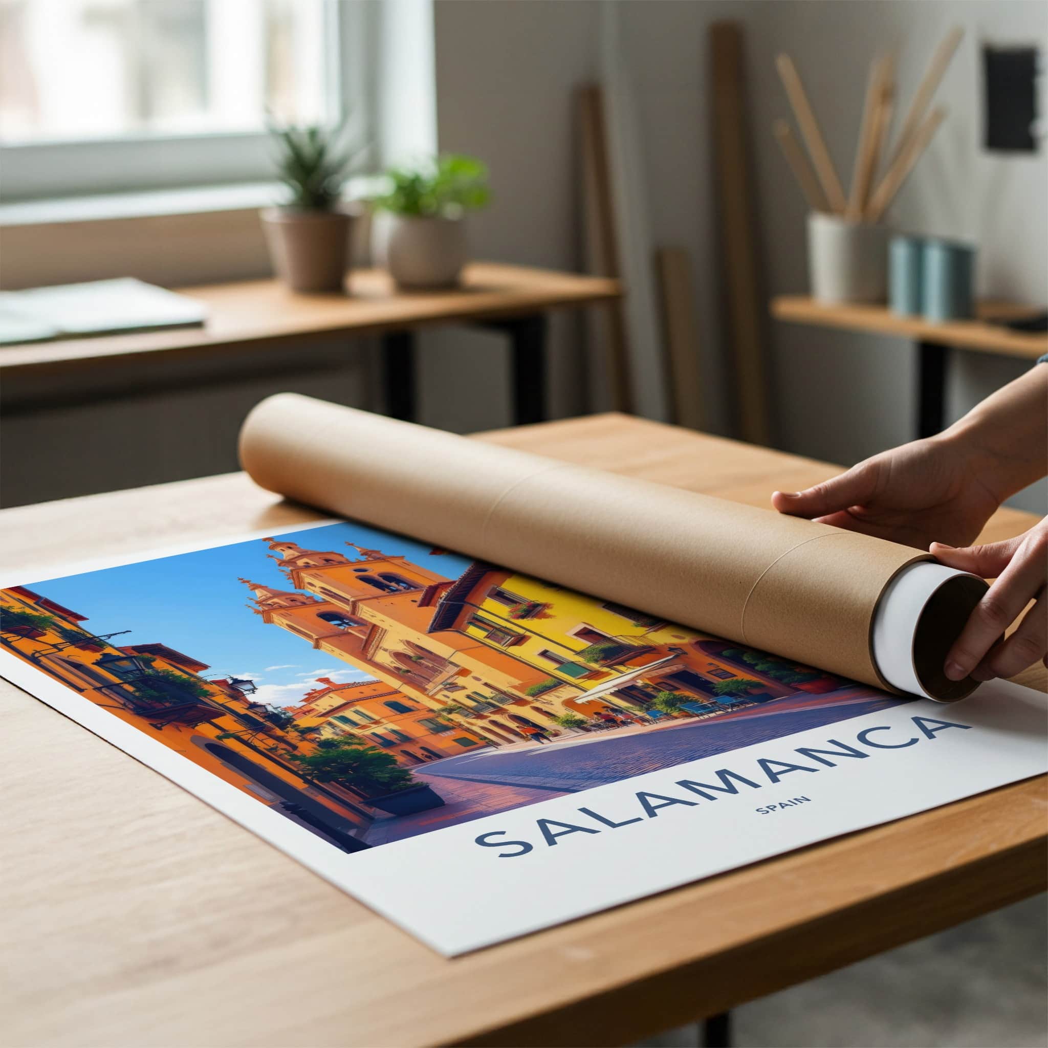 Salamanca Poster - Spain Travel Art - Historic City Street Home Decor