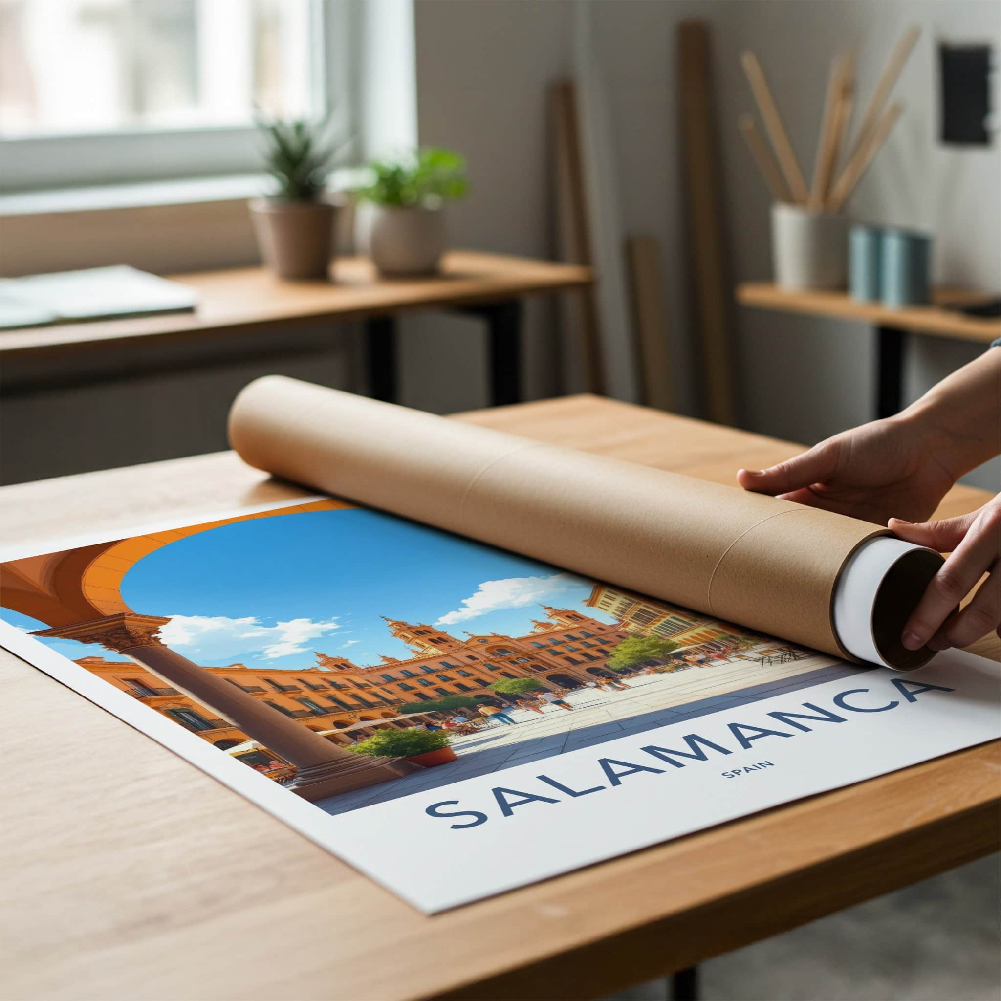 Salamanca Poster - Spain Travel Art - Plaza Mayor Home Decor