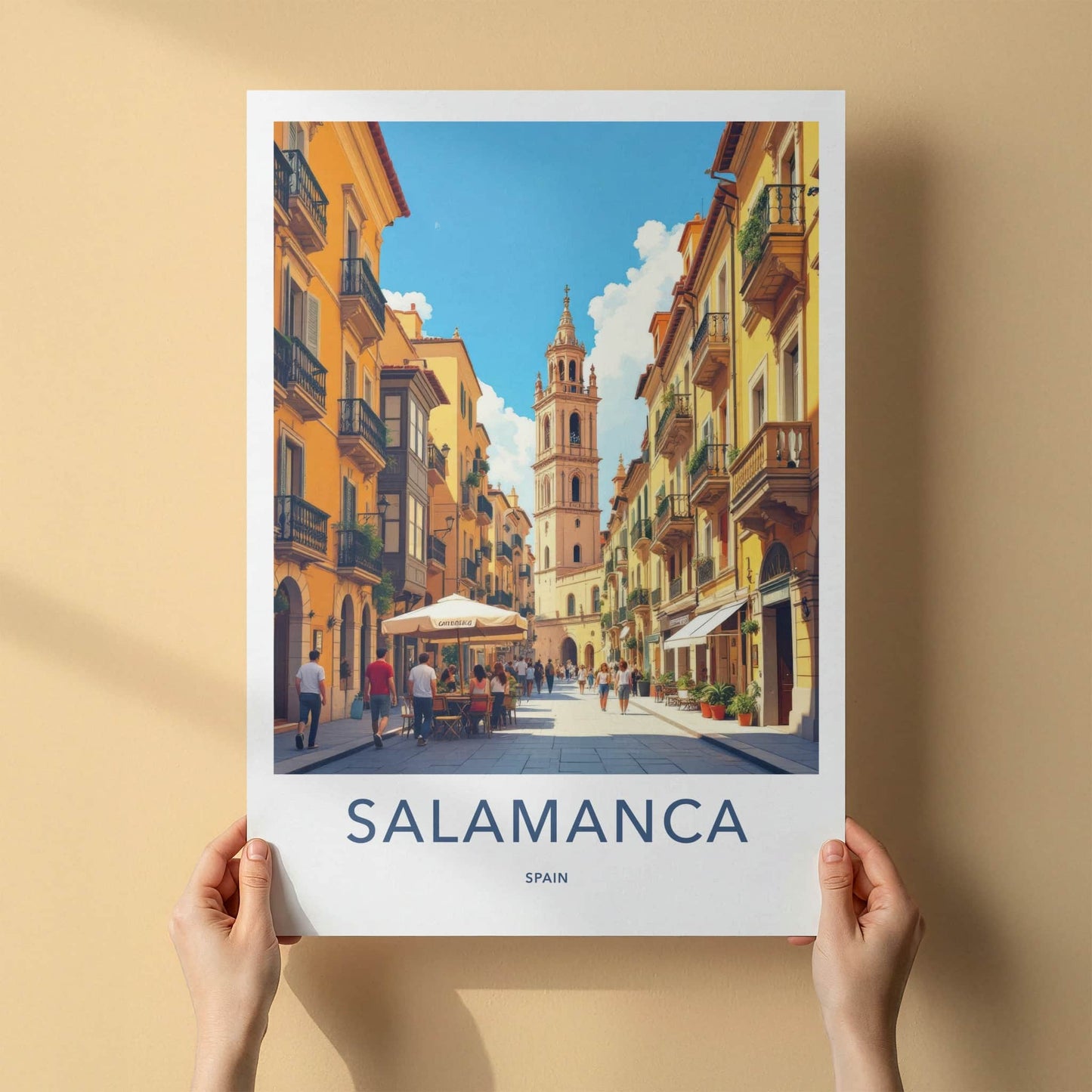 Salamanca Poster - Spain Travel Art - Sunny Tower Street Home Decor