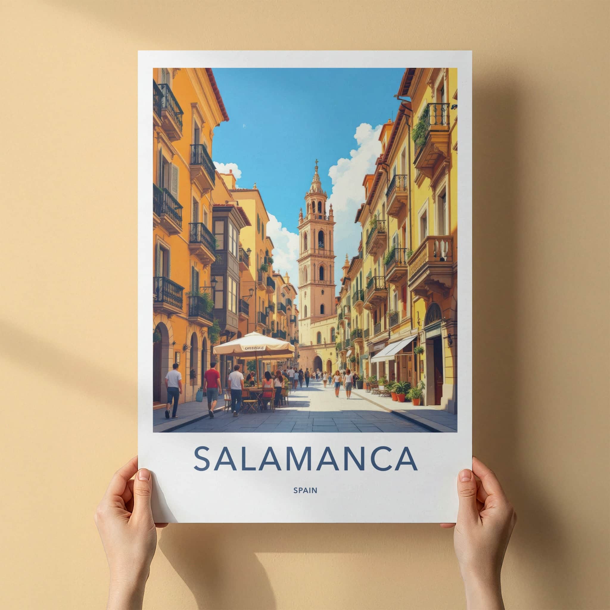 Salamanca Poster - Spain Travel Art - Sunny Tower Street Home Decor