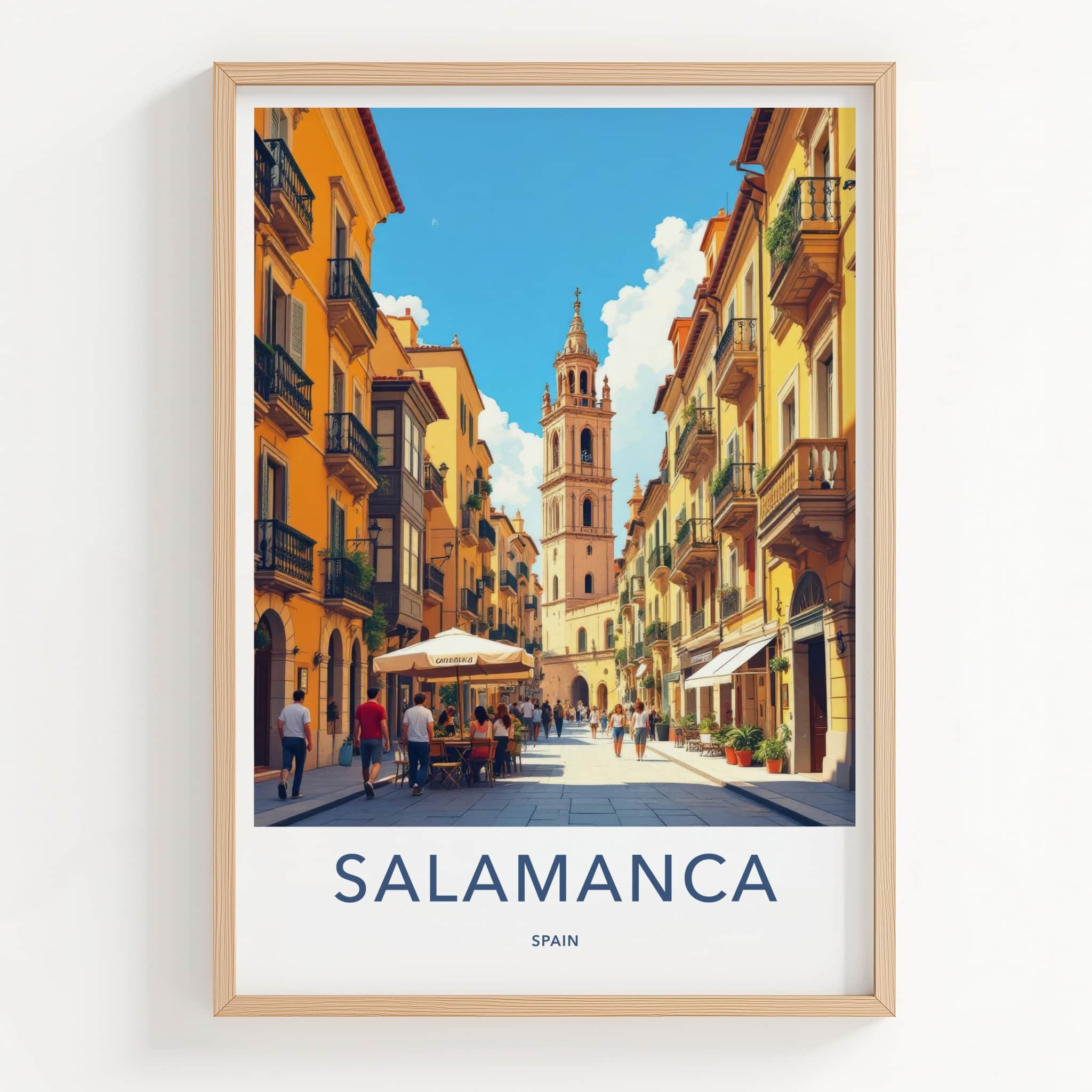 Salamanca Poster - Spain Travel Art - Sunny Tower Street Home Decor