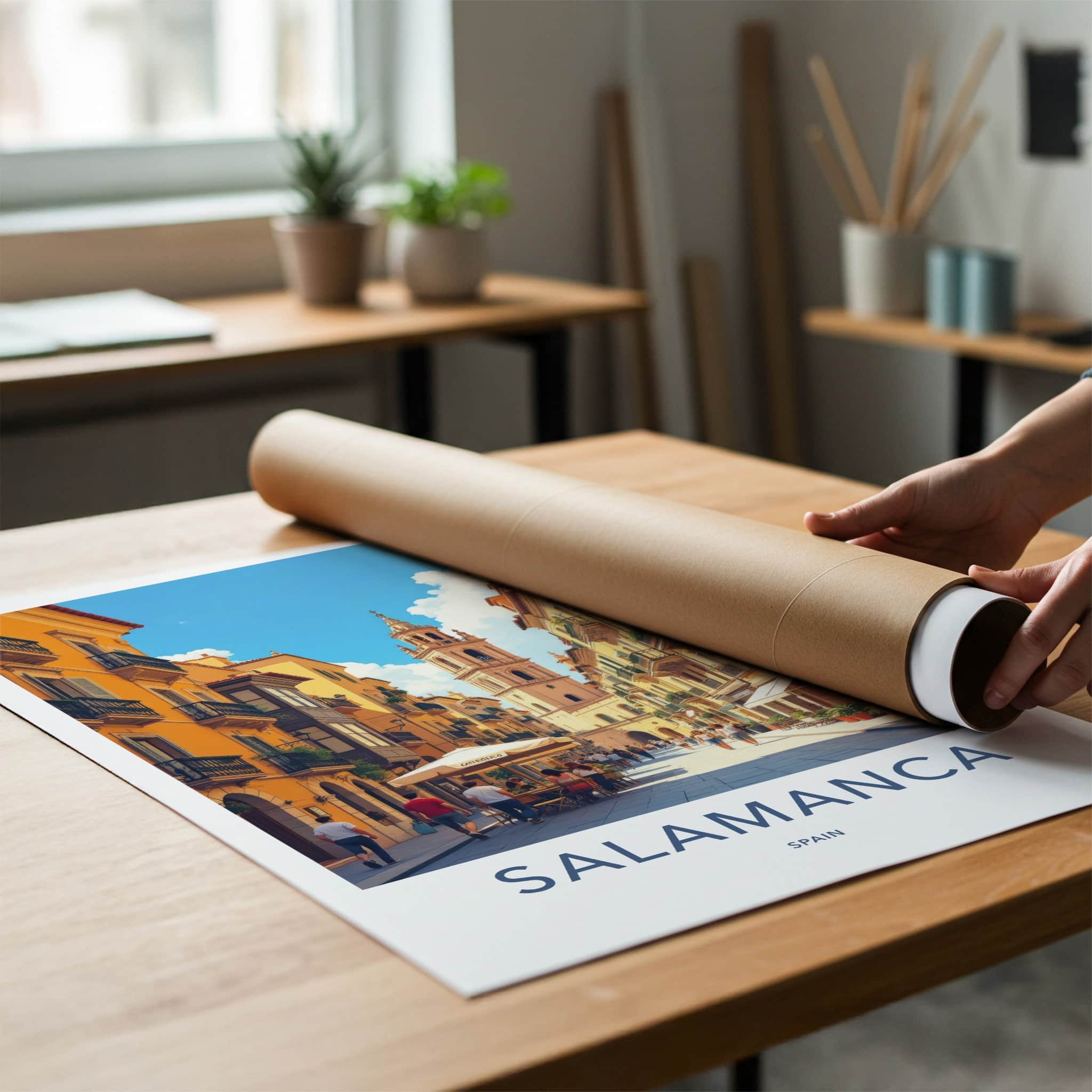 Salamanca Poster - Spain Travel Art - Sunny Tower Street Home Decor