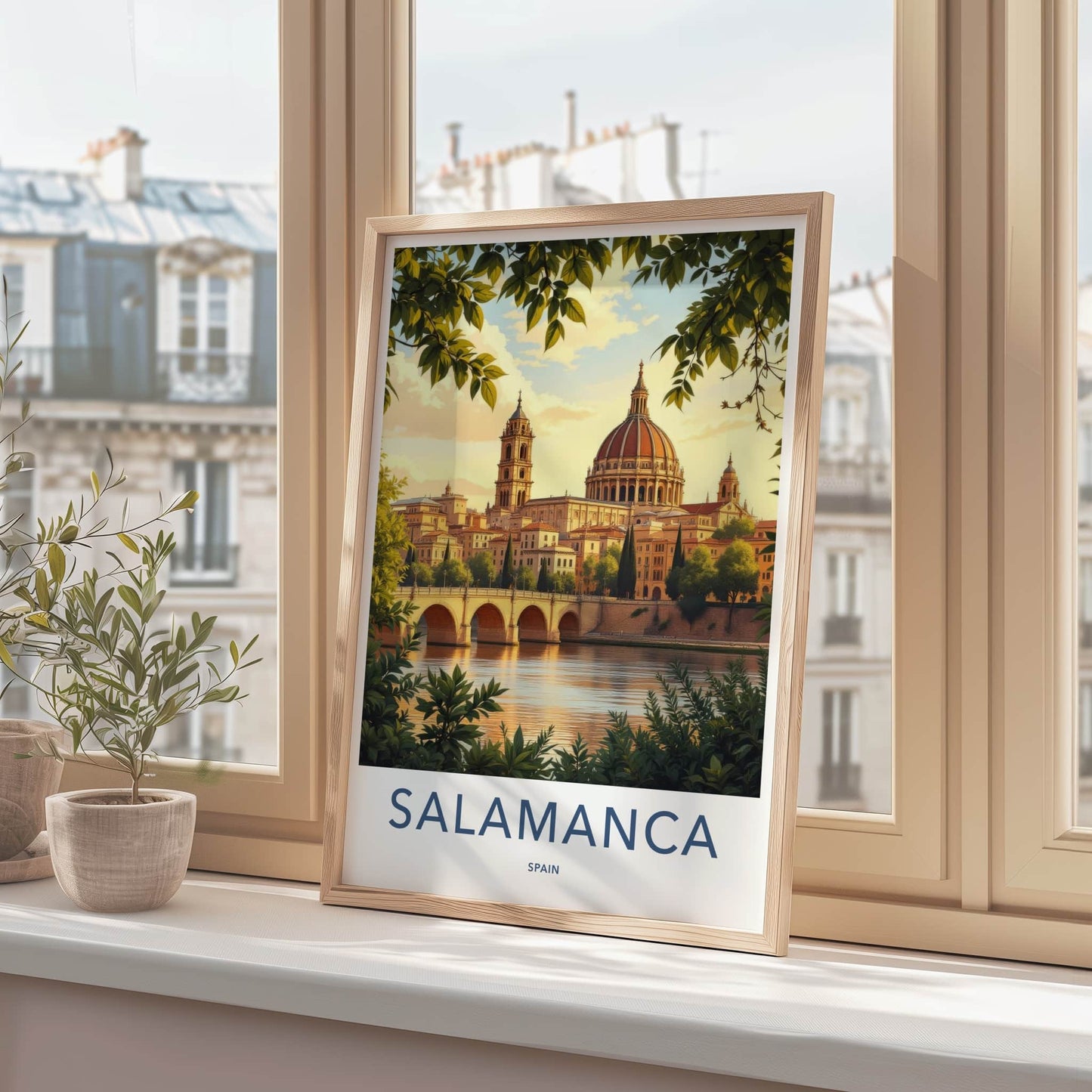 Salamanca Poster - Spain Travel Print - Old City River Gallery Art