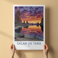 Salar De Tara Poster - Chile Travel Art - Dramatic Sky Reflection Wall Decor
