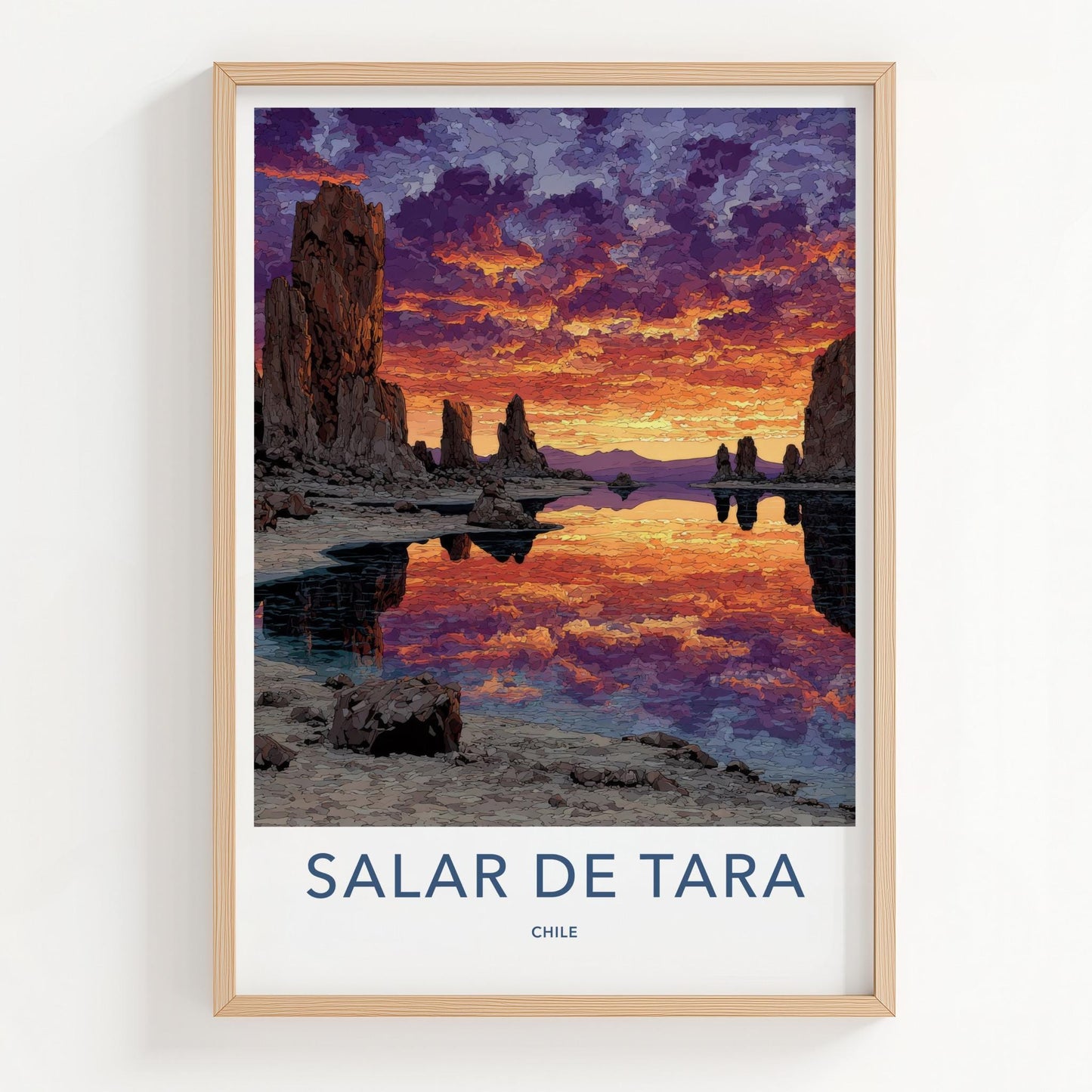 Salar De Tara Poster - Chile Travel Art - Dramatic Sky Reflection Wall Decor