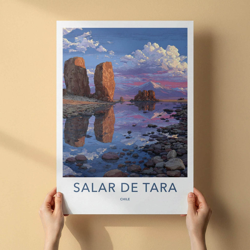 Salar De Tara Poster - Chile Travel Art - Vivid Rock Reflections Home Decor