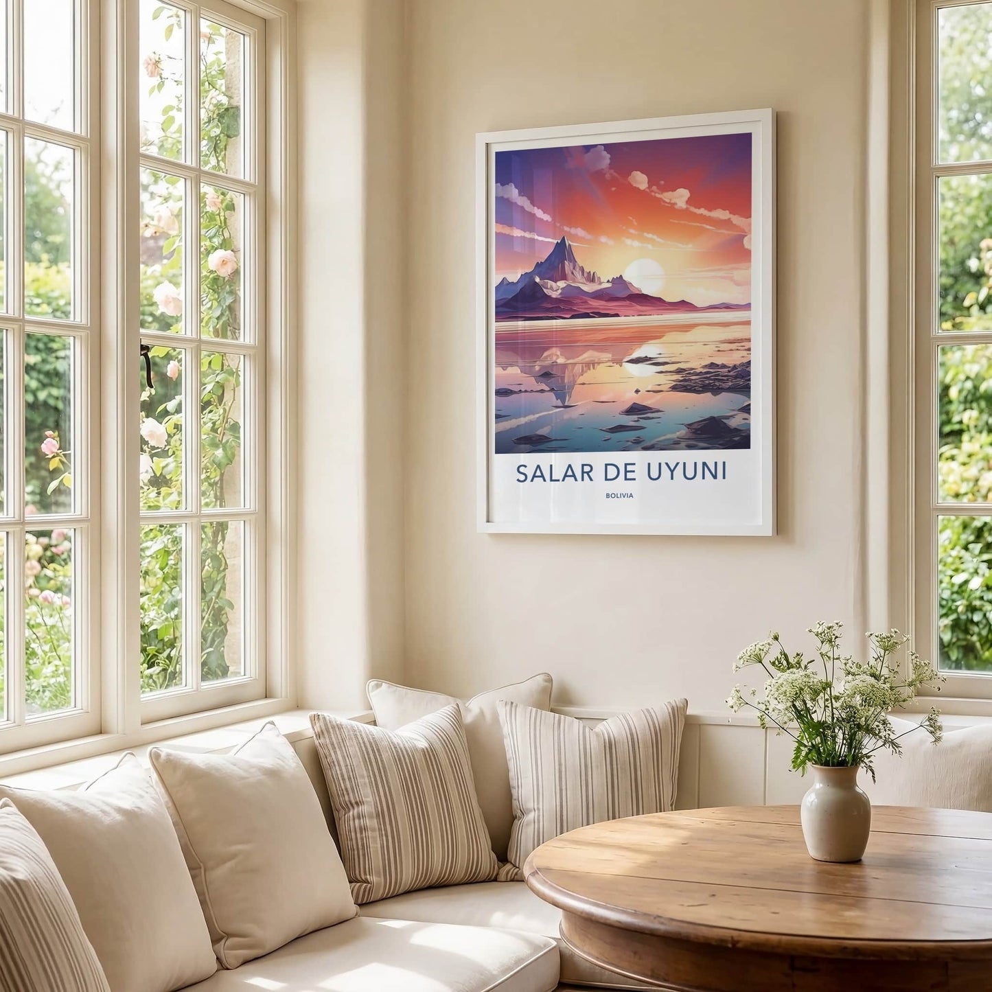 Salar de Uyuni Poster - Bolivia Travel Art - Vibrant Lake Sunset Home Decor