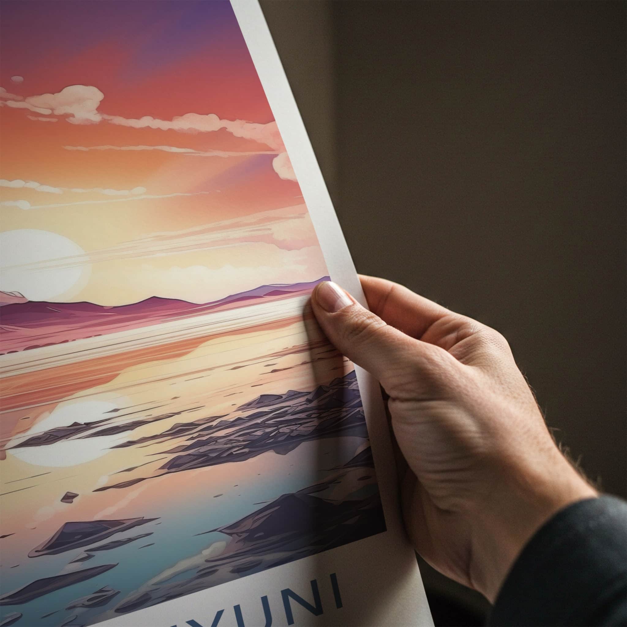 Salar de Uyuni Poster - Bolivia Travel Art - Vibrant Lake Sunset Home Decor