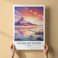 Salar de Uyuni Poster - Bolivia Travel Art - Vibrant Lake Sunset Home Decor