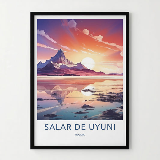 Salar de Uyuni Poster - Bolivia Travel Art - Vibrant Lake Sunset Home Decor