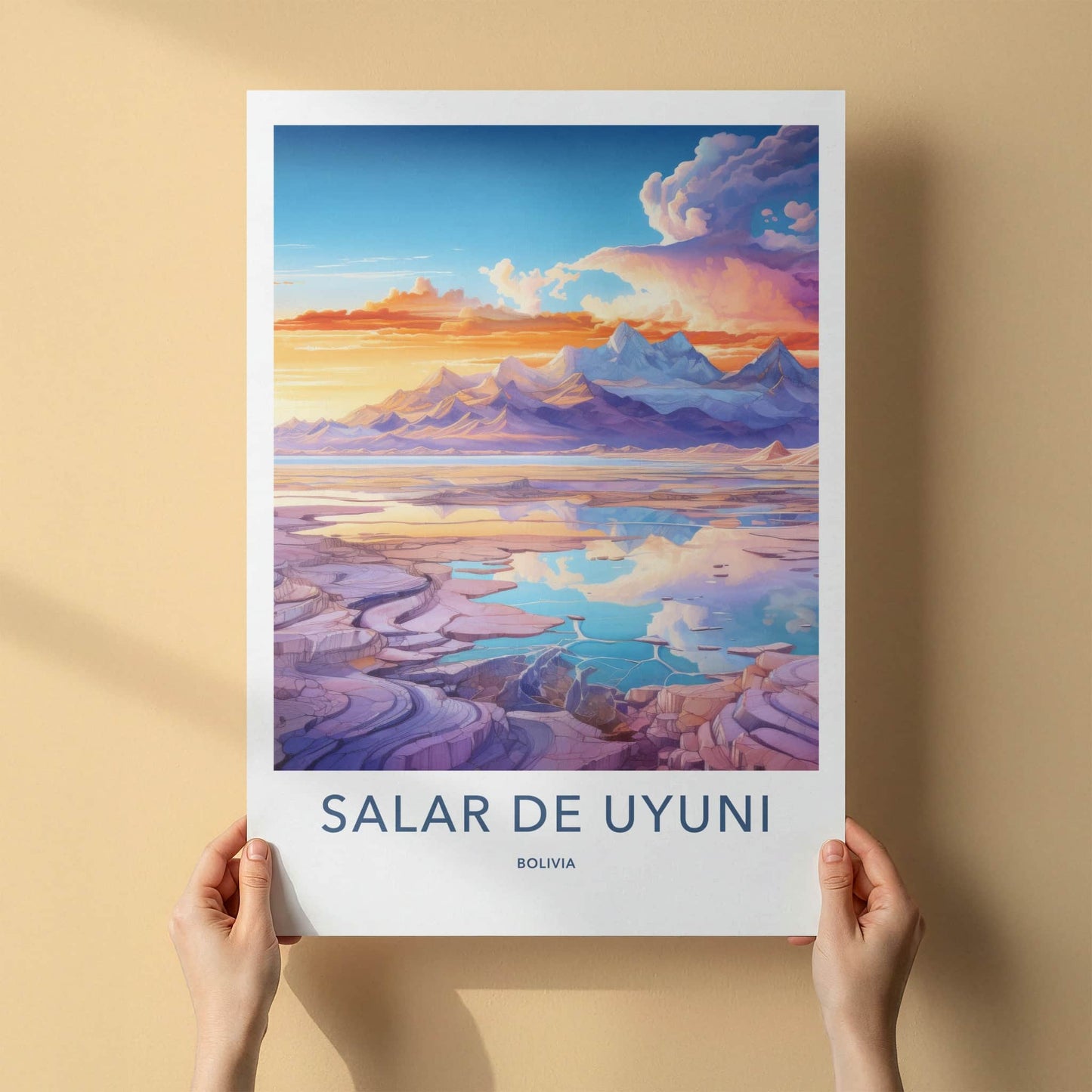 Salar de Uyuni Poster - Bolivia Travel Art - Vivid Sunset Reflection Home Decor