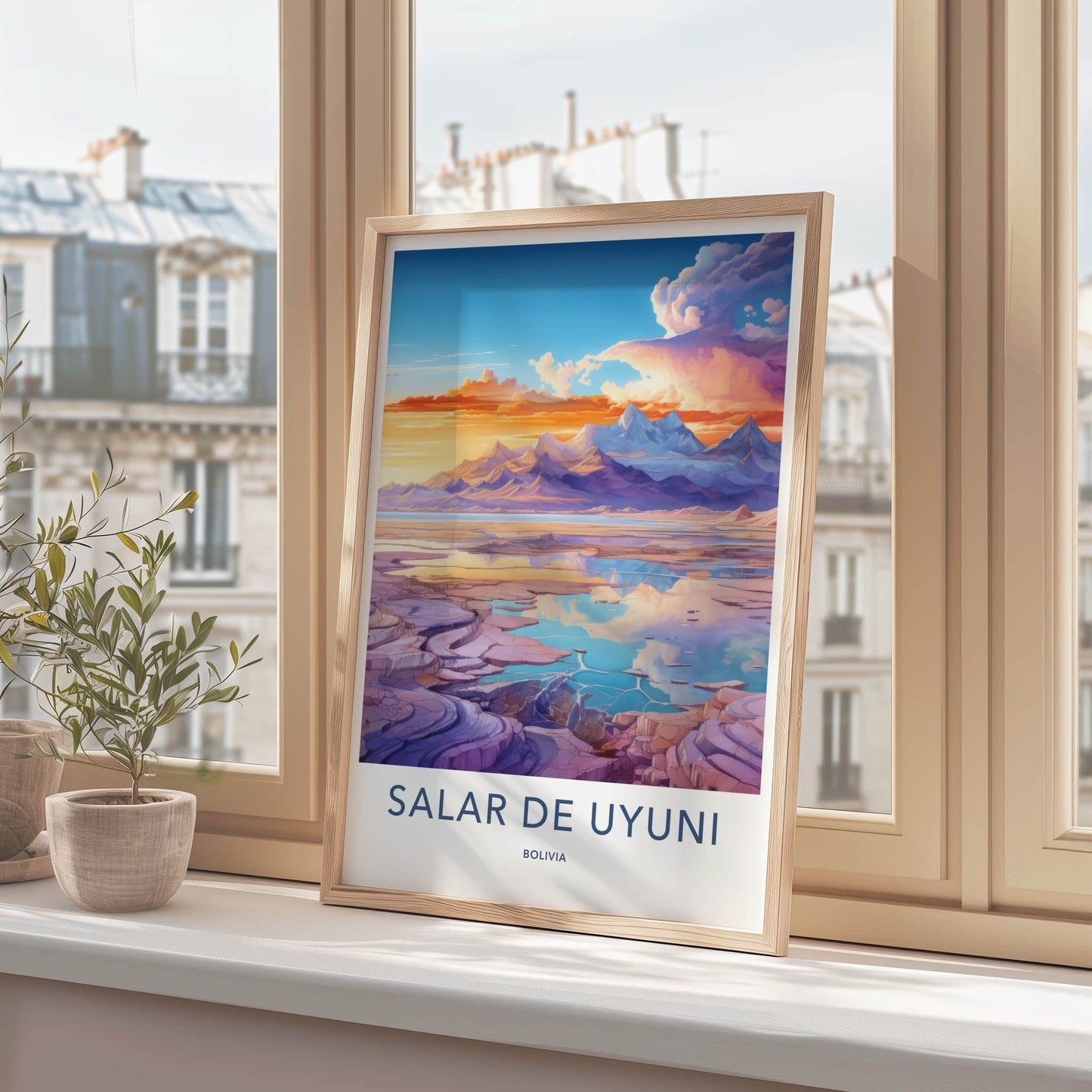 Salar de Uyuni Poster - Bolivia Travel Art - Vivid Sunset Reflection Home Decor