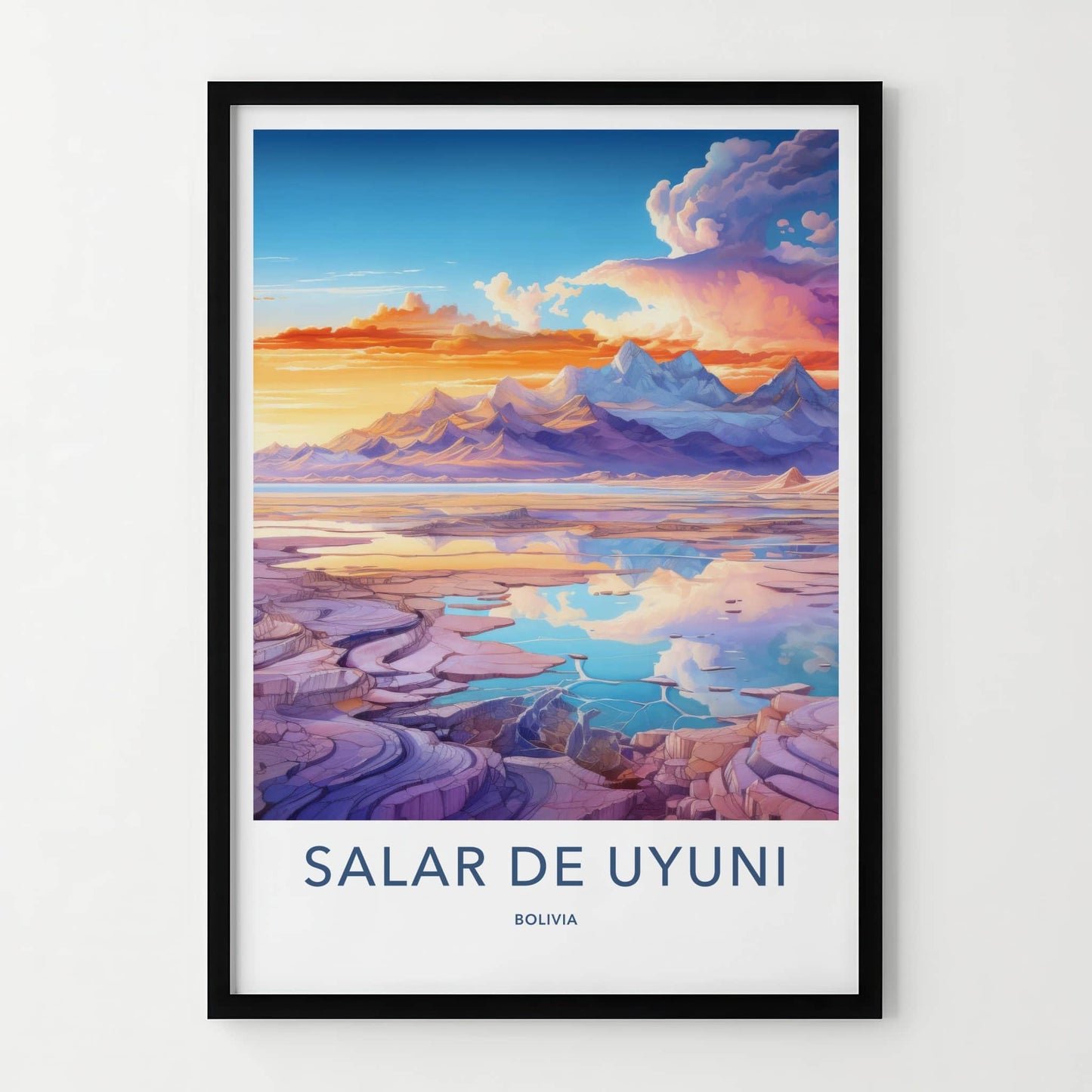 Salar de Uyuni Poster - Bolivia Travel Art - Vivid Sunset Reflection Home Decor