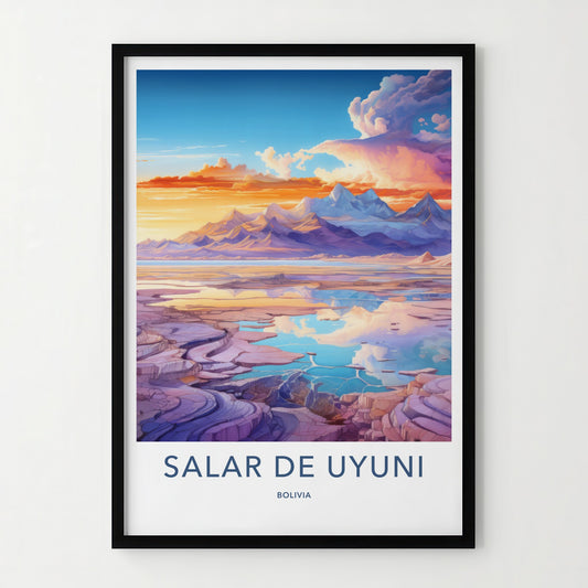 Salar de Uyuni Poster - Bolivia Travel Art - Vivid Sunset Reflection Home Decor