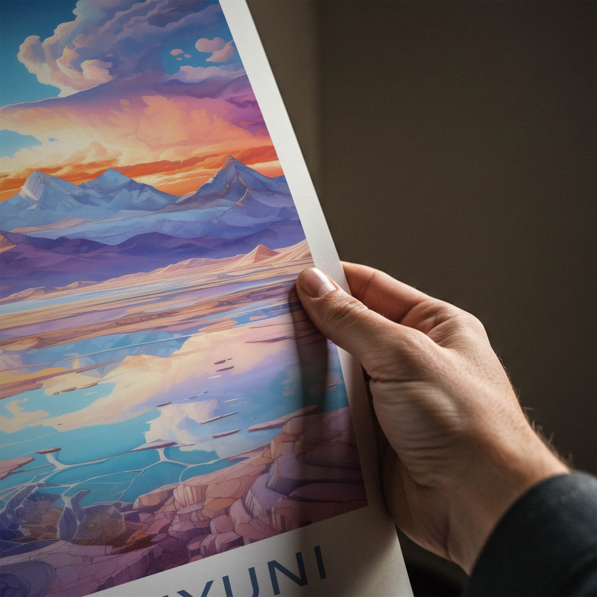 Salar de Uyuni Poster - Bolivia Travel Art - Vivid Sunset Reflection Home Decor