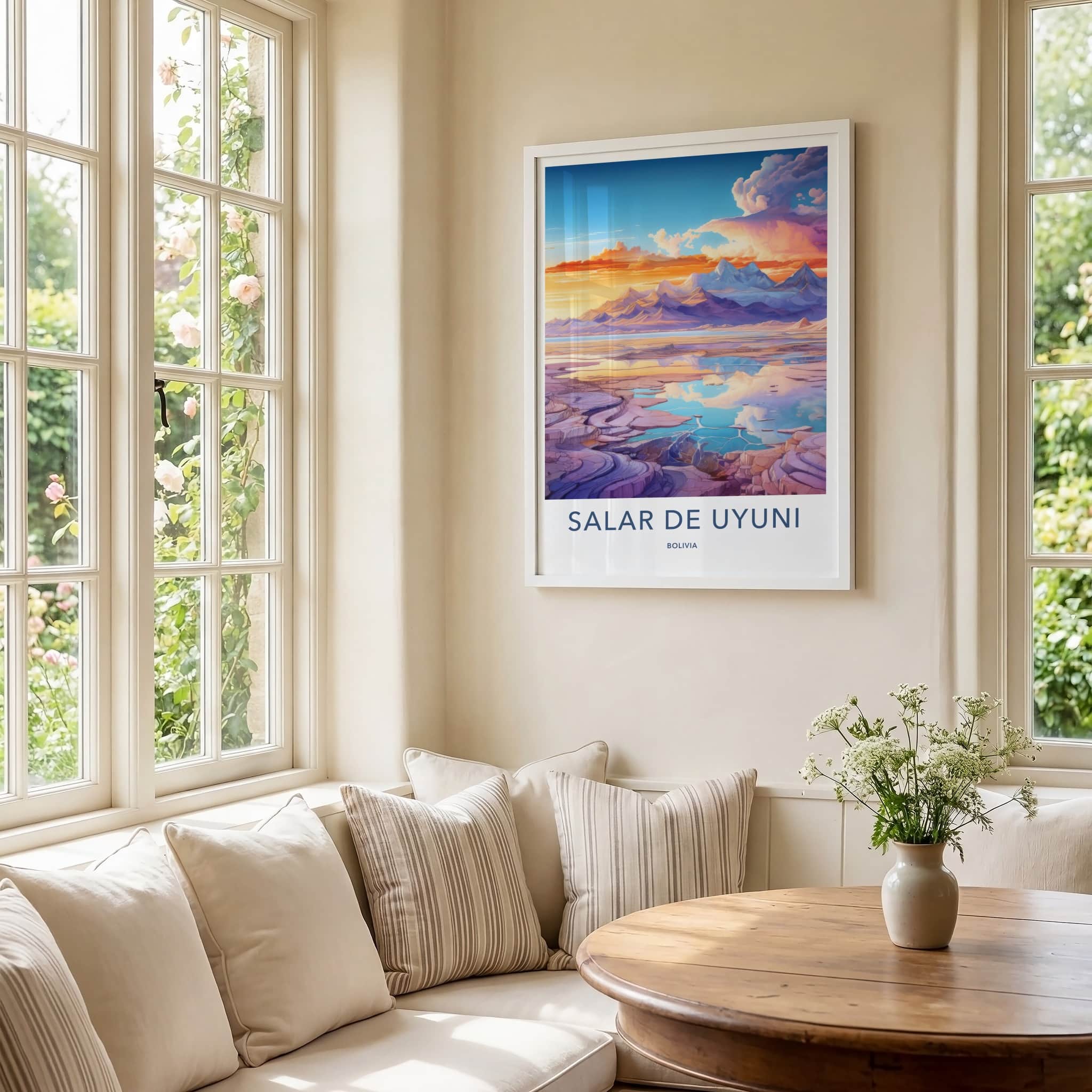 Salar de Uyuni Poster - Bolivia Travel Art - Vivid Sunset Reflection Home Decor