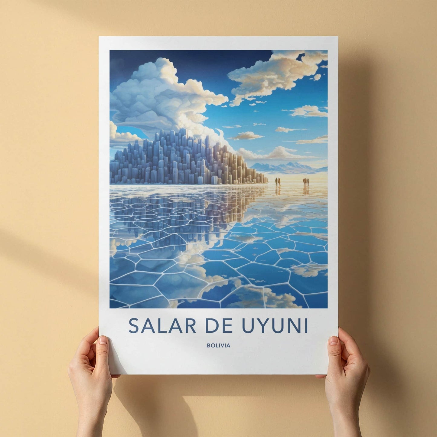 Salar De Uyuni Poster - Bolivia Wall Art - Mirrored Cityscape Structures Gift