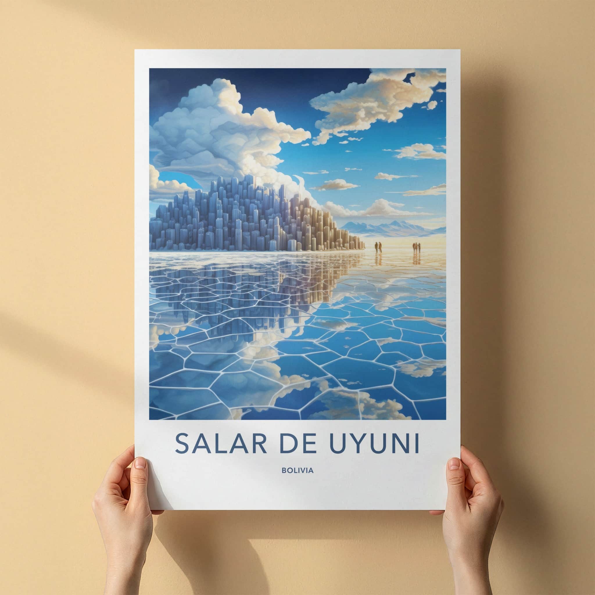 Salar De Uyuni Poster - Bolivia Wall Art - Mirrored Cityscape Structures Gift