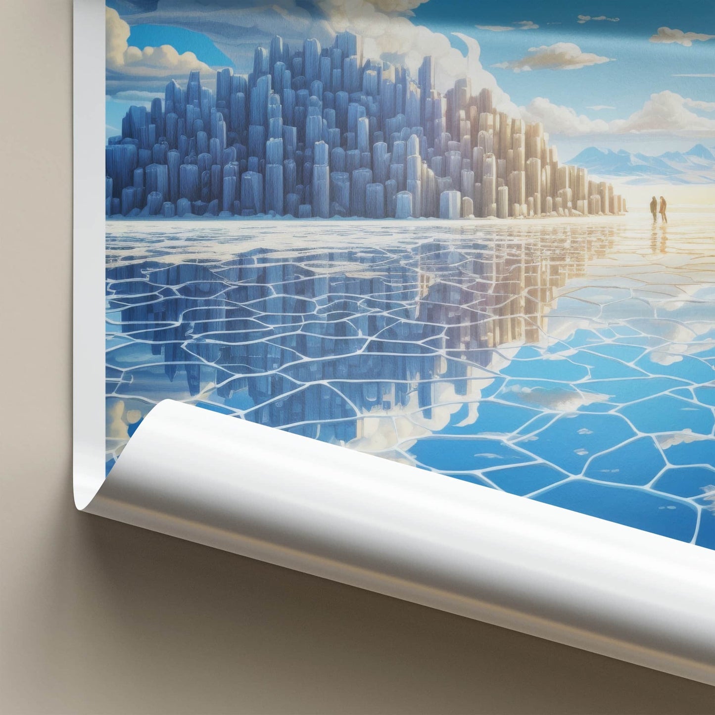 Salar De Uyuni Poster - Bolivia Wall Art - Mirrored Cityscape Structures Gift