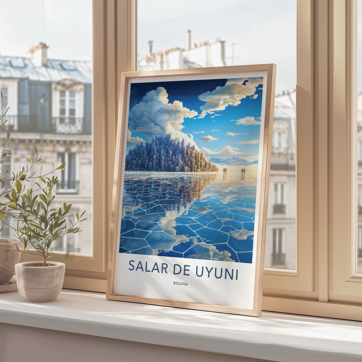 Salar De Uyuni Poster - Bolivia Wall Art - Mirrored Cityscape Structures Gift