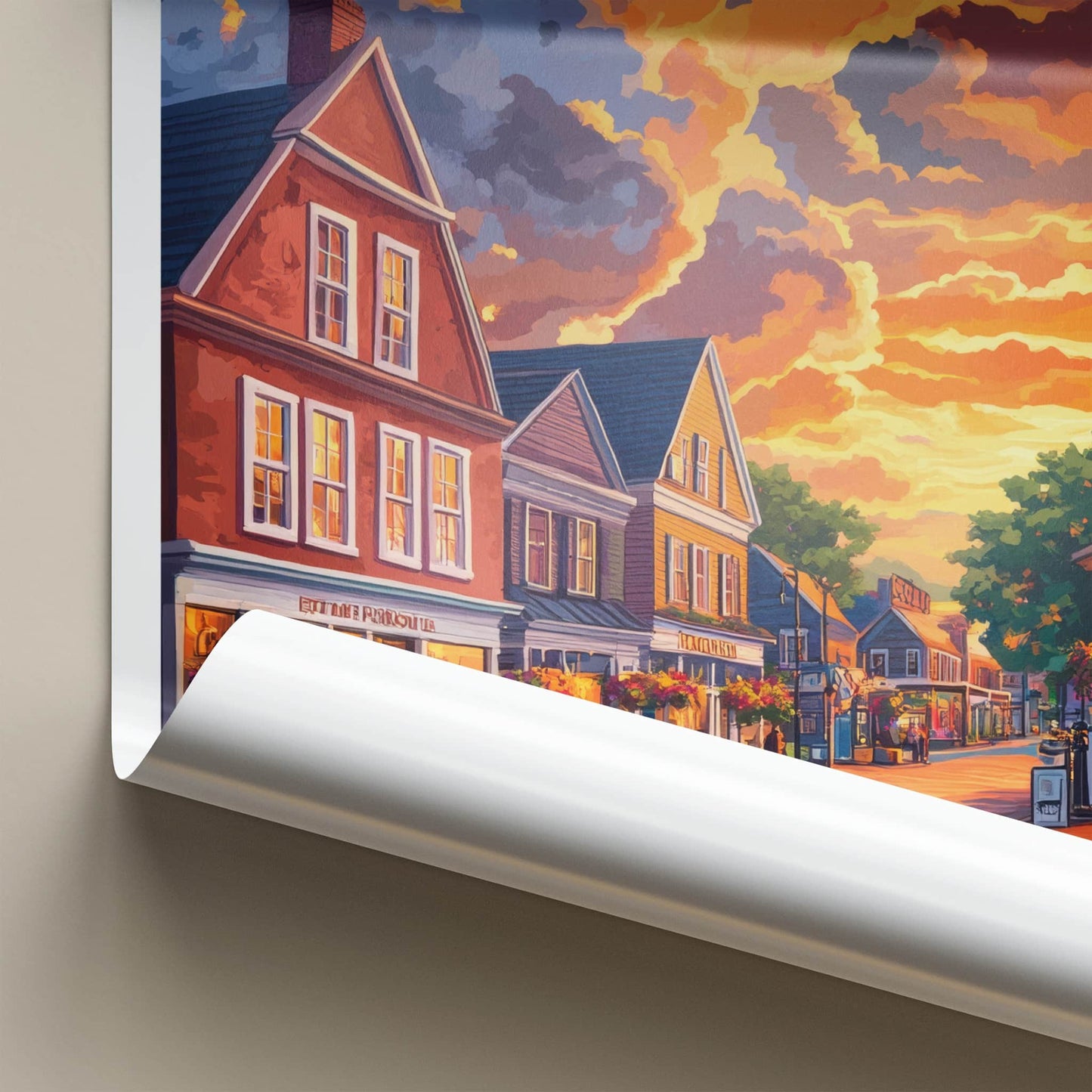 Salem Poster - Massachusetts Travel Art - Historic Street Sunset Wall Decor