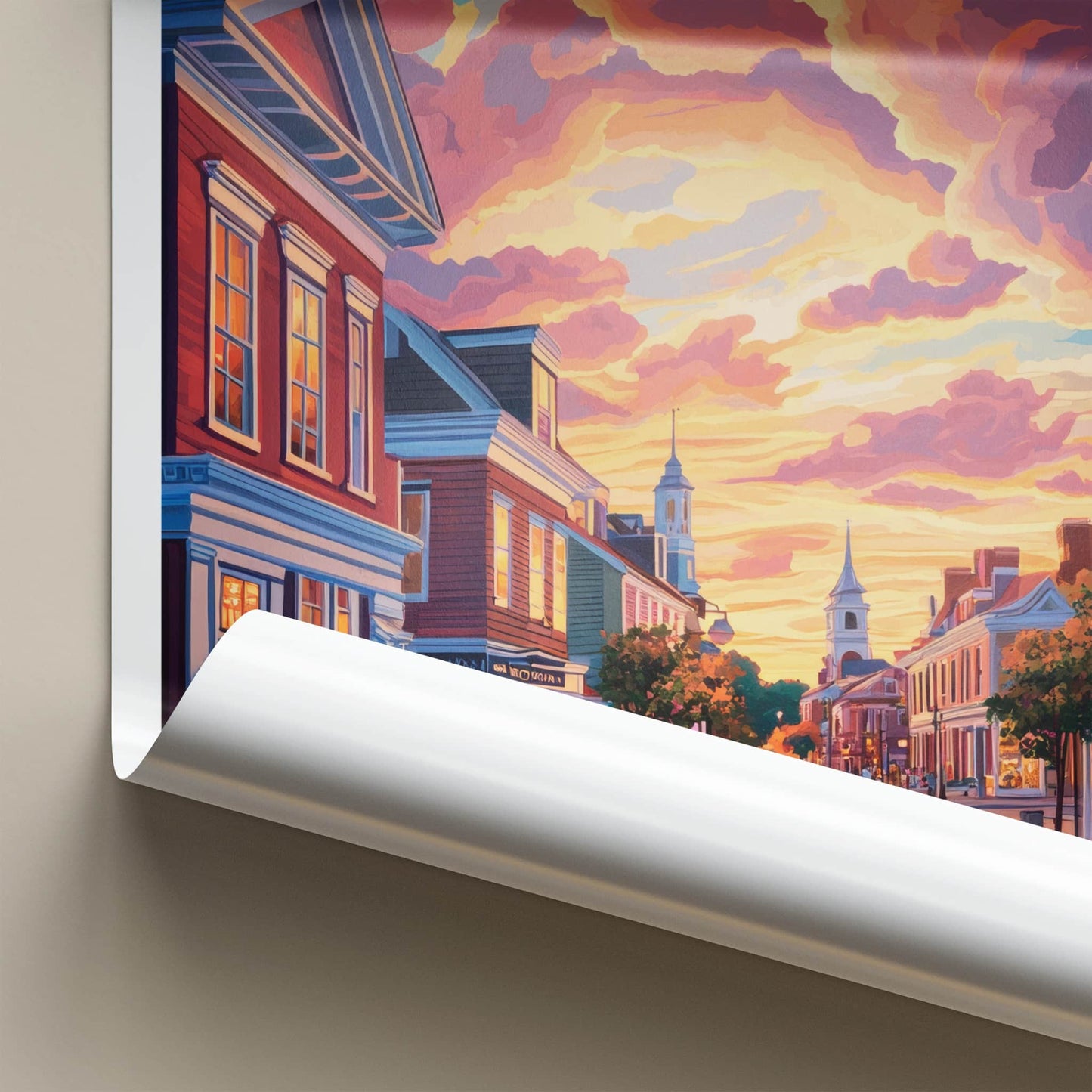 Salem Poster - Massachusetts Travel Art - Vibrant Sunset Street Home Decor