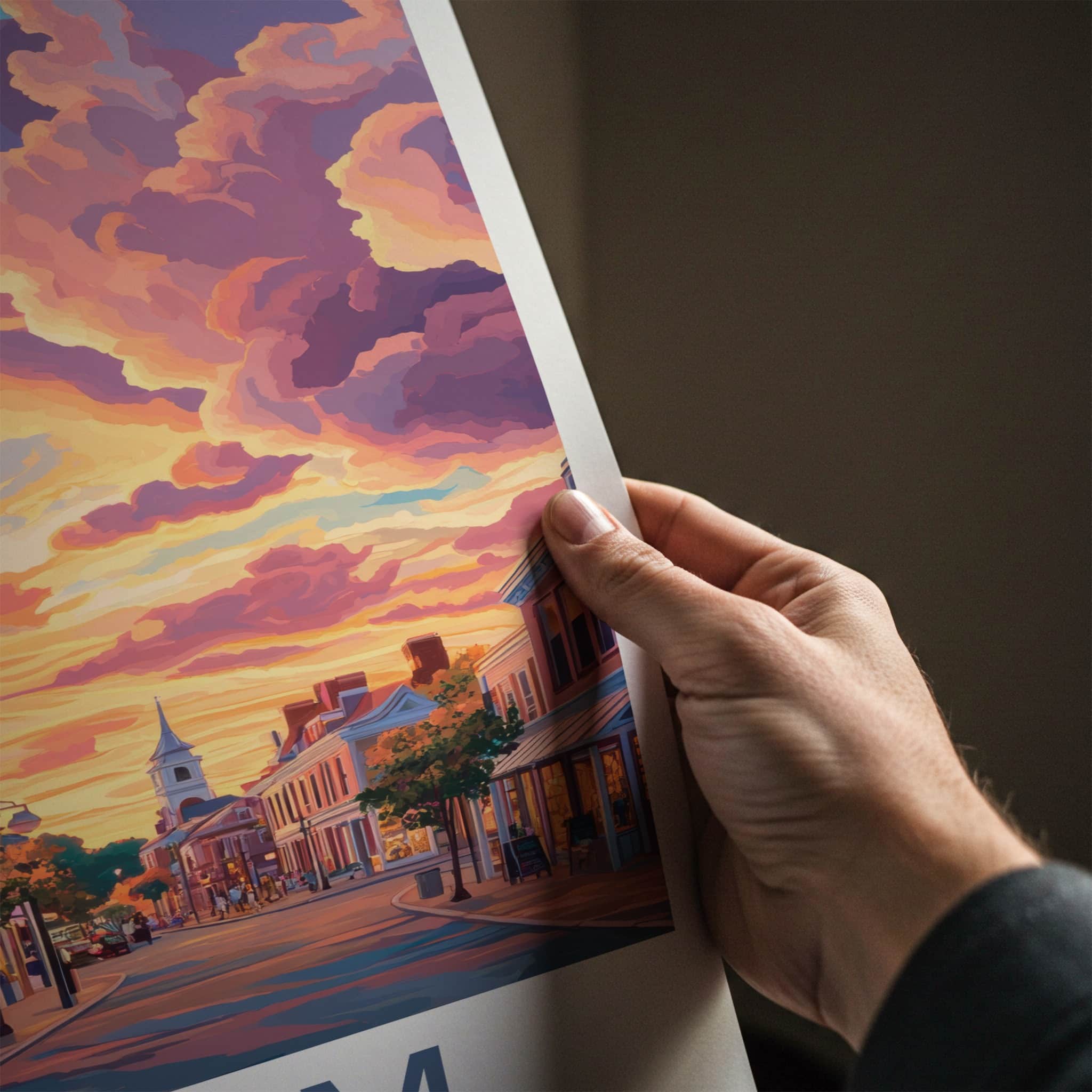 Salem Poster - Massachusetts Travel Art - Vibrant Sunset Street Home Decor