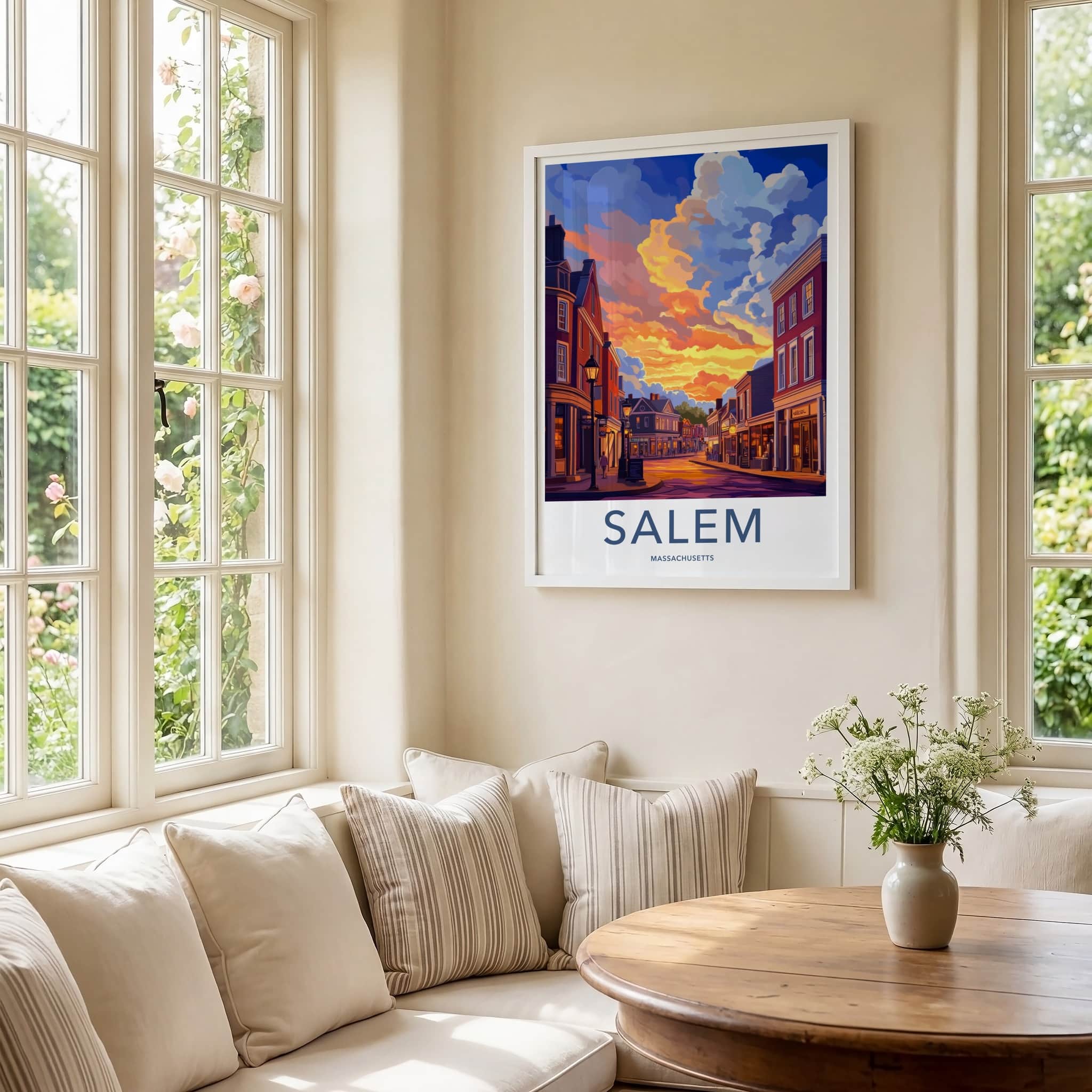 Salem Poster - Massachusetts Wall Art - Historic Street Sunset Home Decor