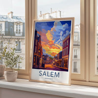 Salem Poster - Massachusetts Wall Art - Historic Street Sunset Home Decor