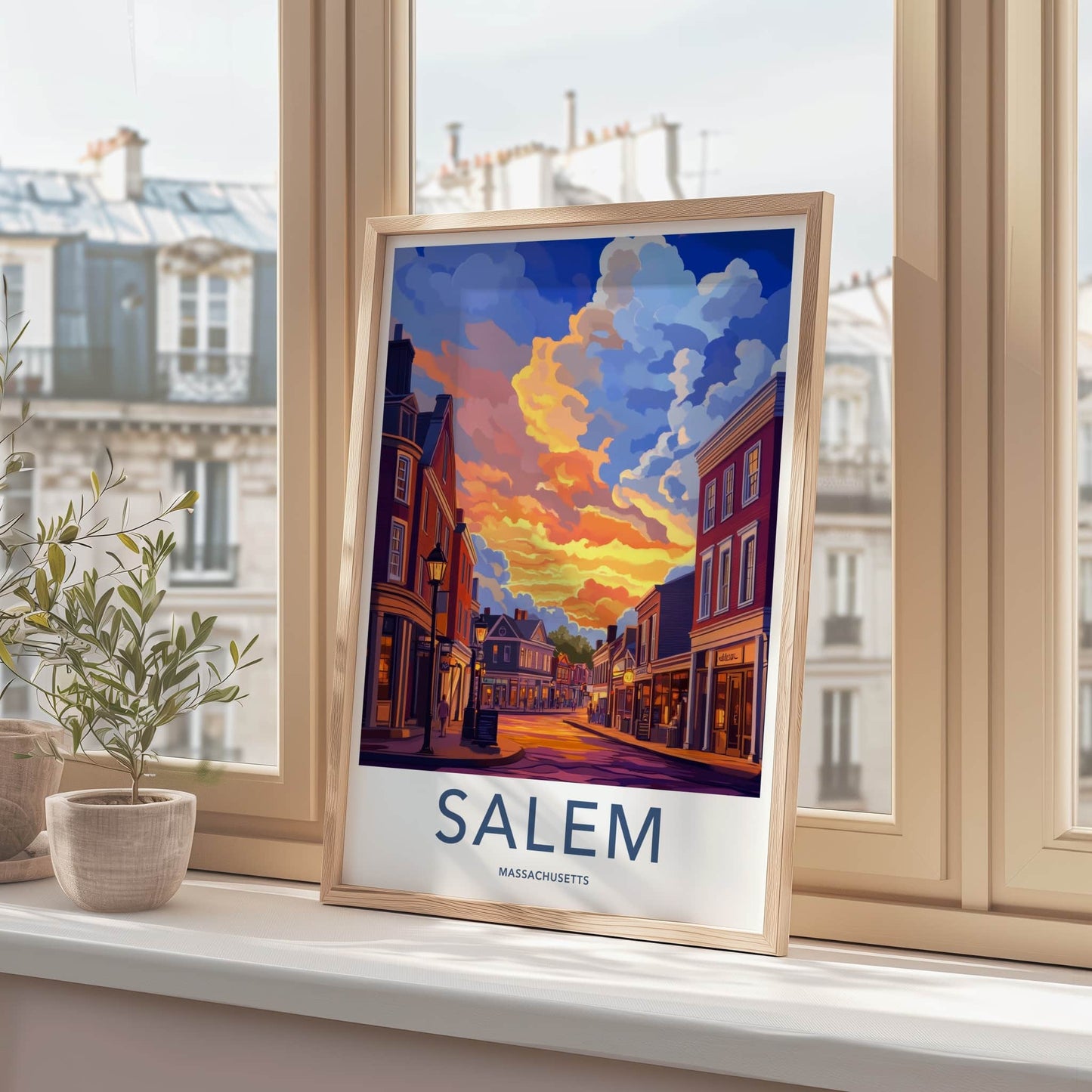 Salem Poster - Massachusetts Wall Art - Historic Street Sunset Home Decor