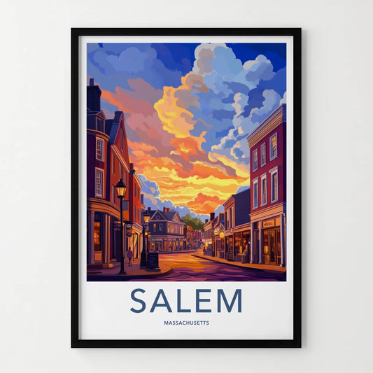 Salem Poster - Massachusetts Wall Art - Historic Street Sunset Home Decor