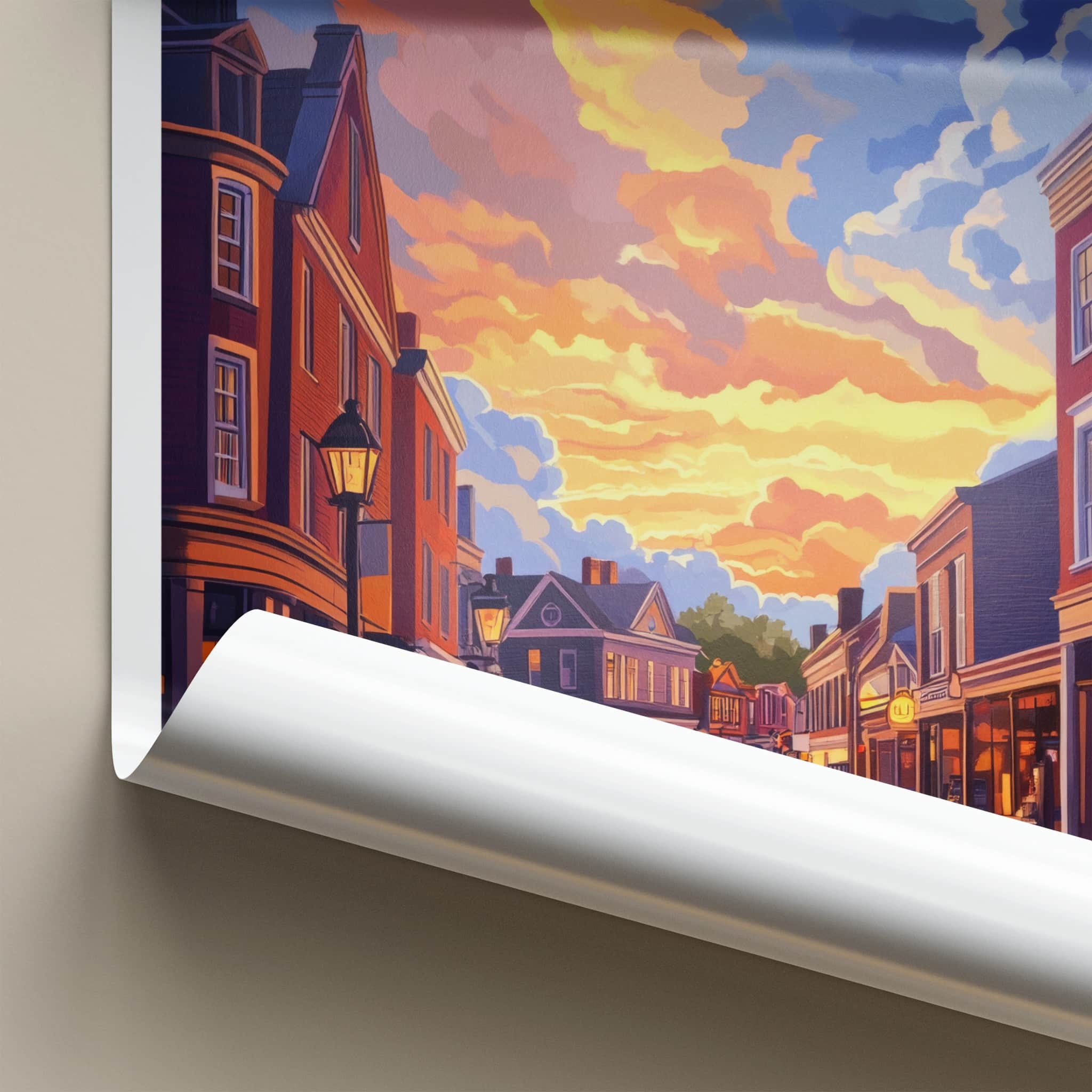 Salem Poster - Massachusetts Wall Art - Historic Street Sunset Home Decor