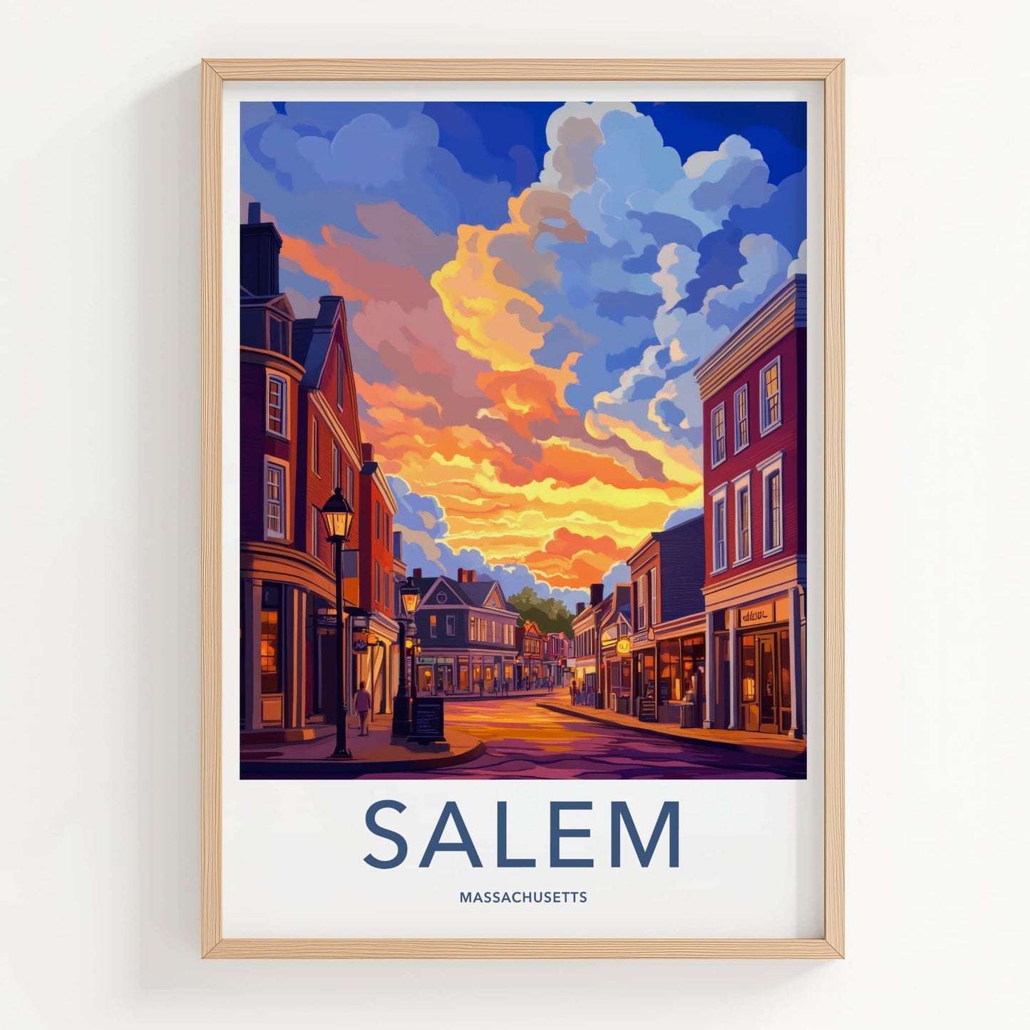 Salem Poster - Massachusetts Wall Art - Historic Street Sunset Home Decor