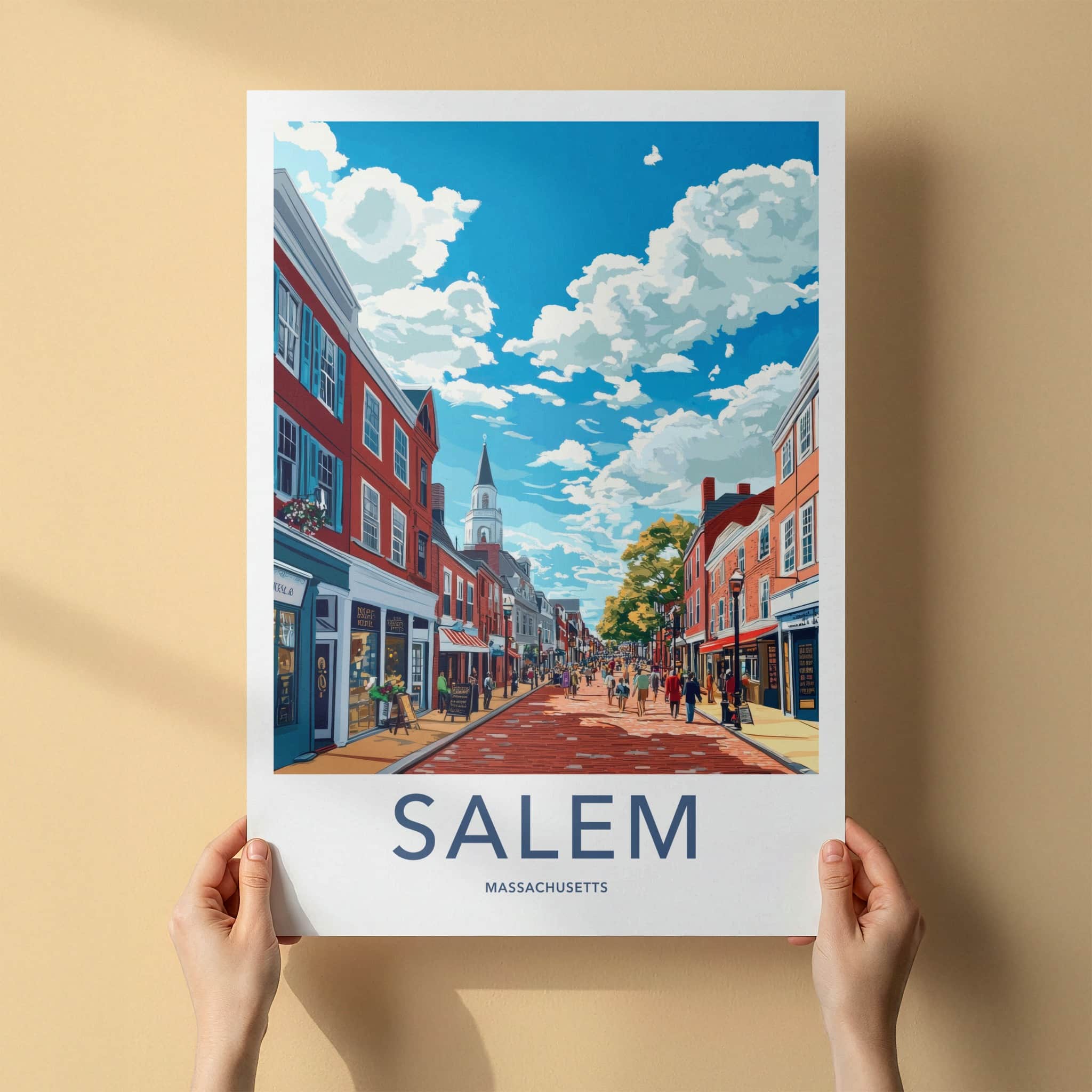 Salem Poster - Massachusetts Wall Art - Lively Street Scene Home Decor