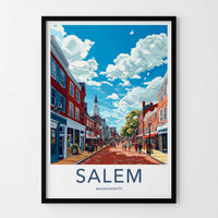Salem Poster - Massachusetts Wall Art - Lively Street Scene Home Decor