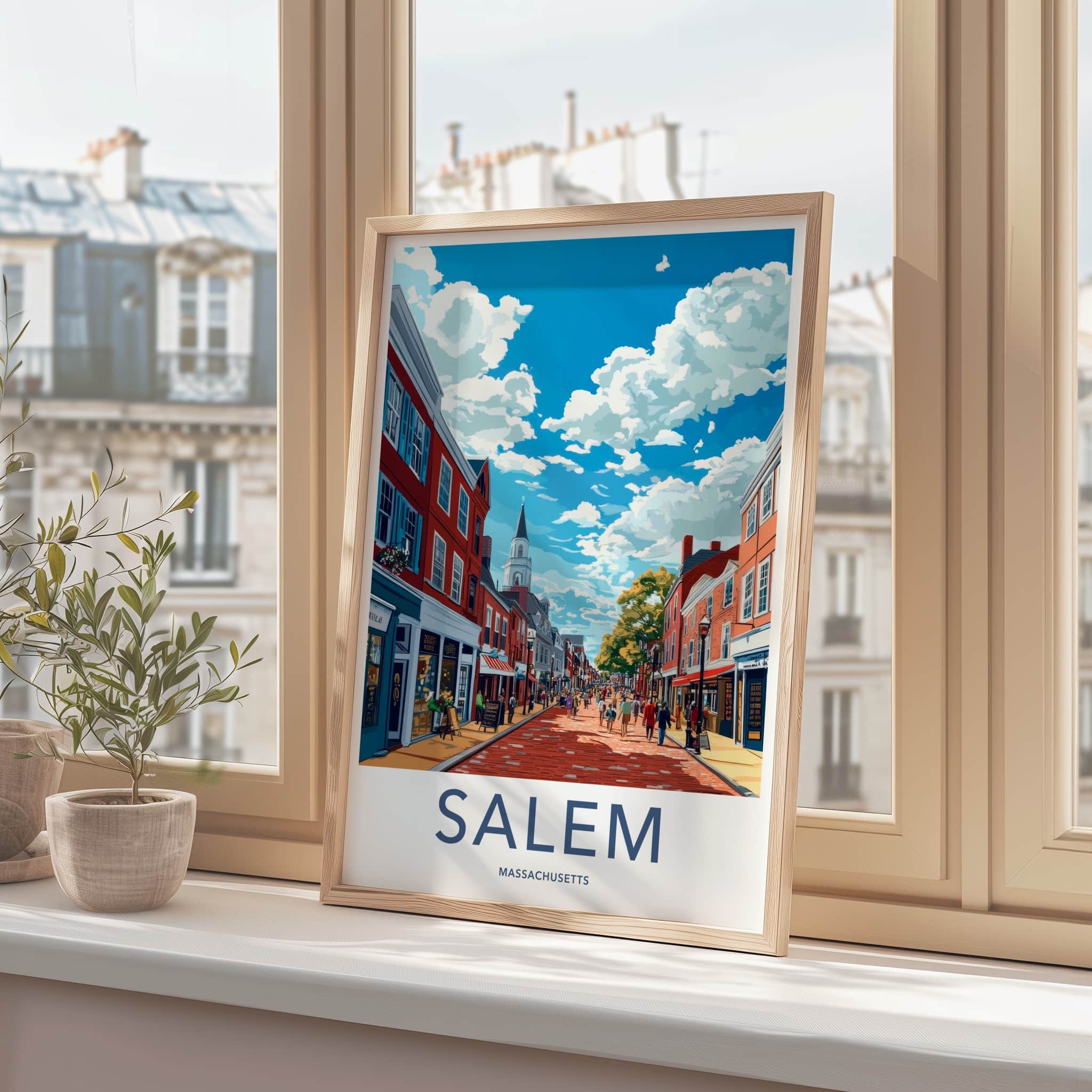 Salem Poster - Massachusetts Wall Art - Lively Street Scene Home Decor