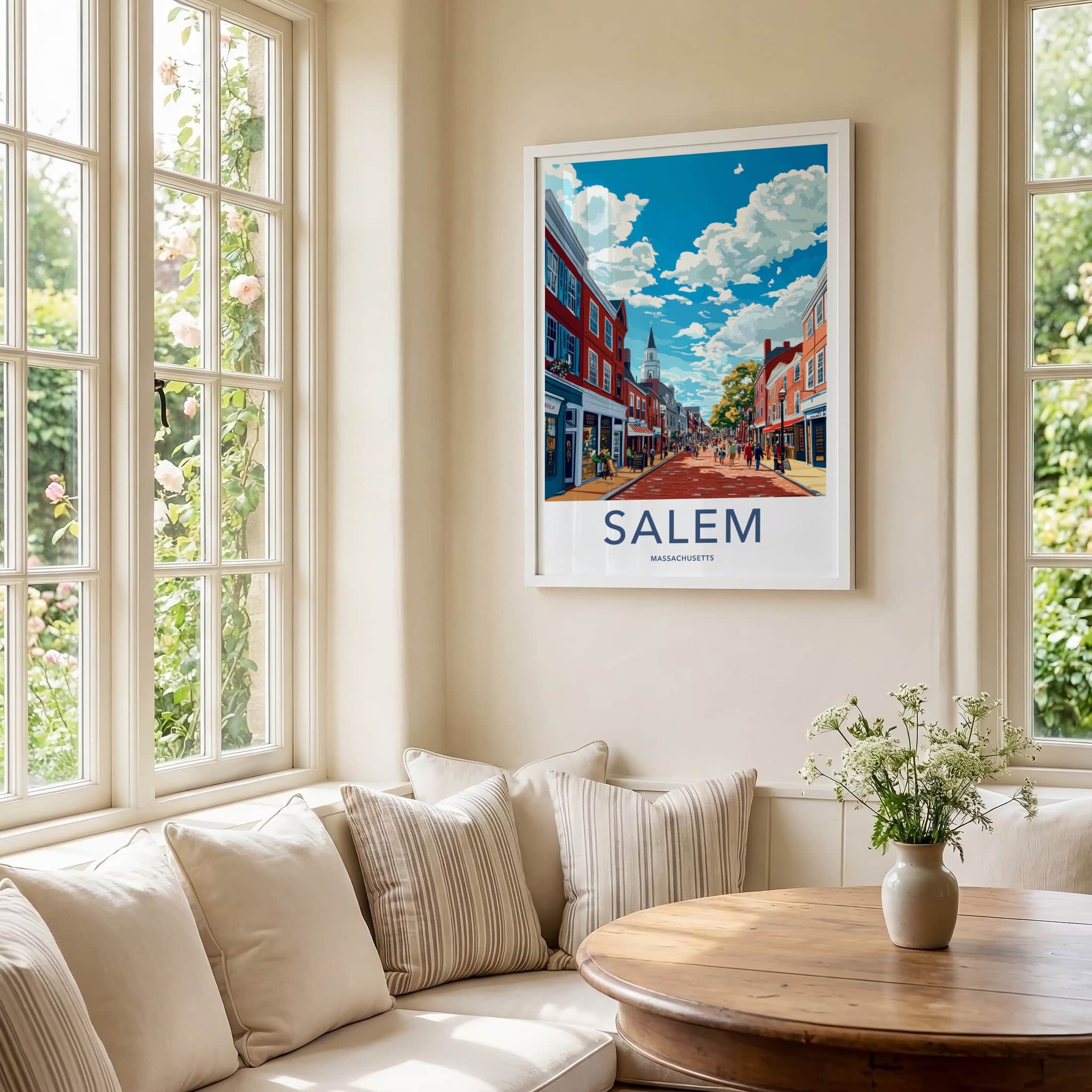 Salem Poster - Massachusetts Wall Art - Lively Street Scene Home Decor