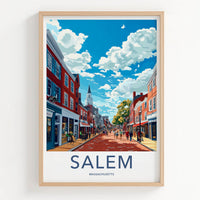 Salem Poster - Massachusetts Wall Art - Lively Street Scene Home Decor