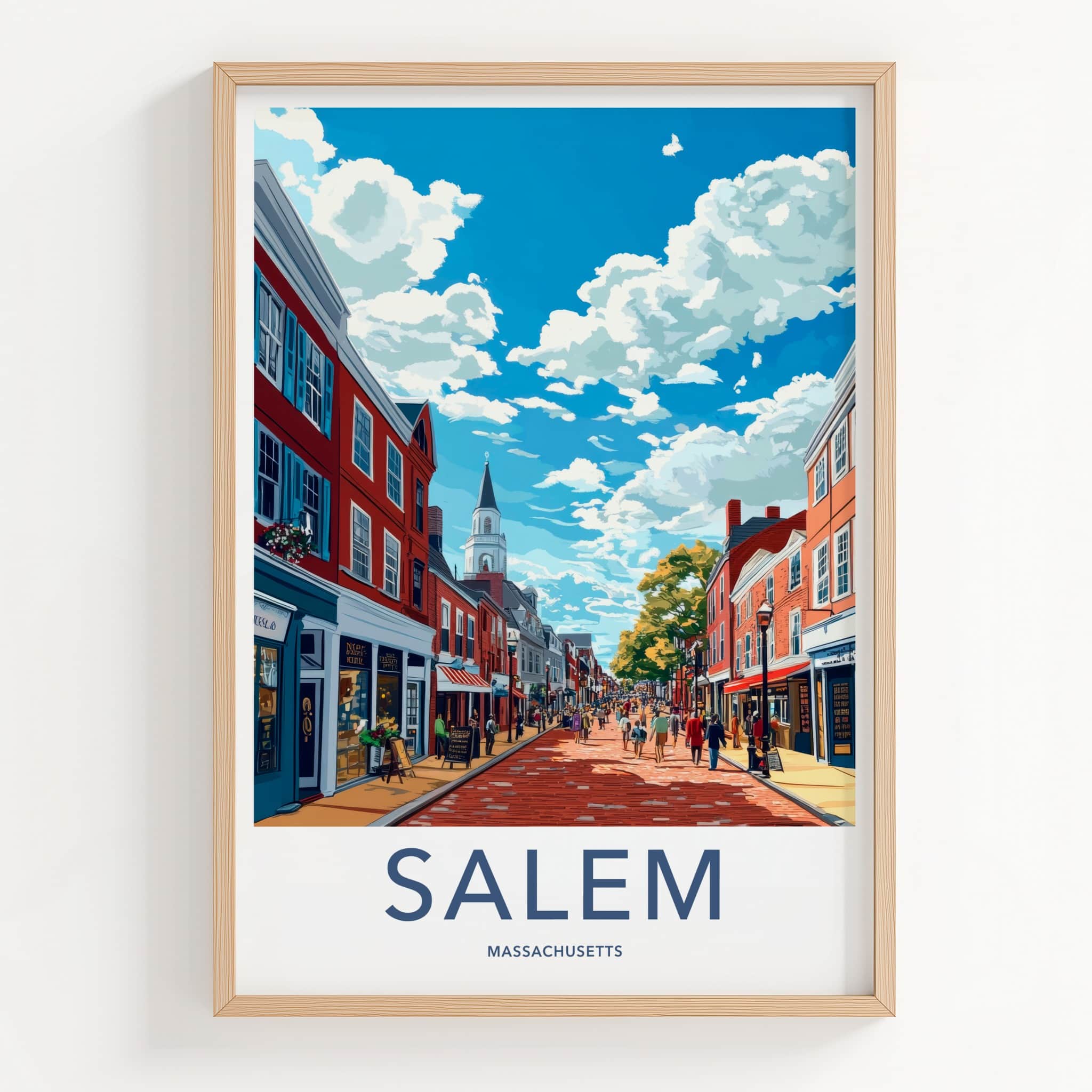 Salem Poster - Massachusetts Wall Art - Lively Street Scene Home Decor