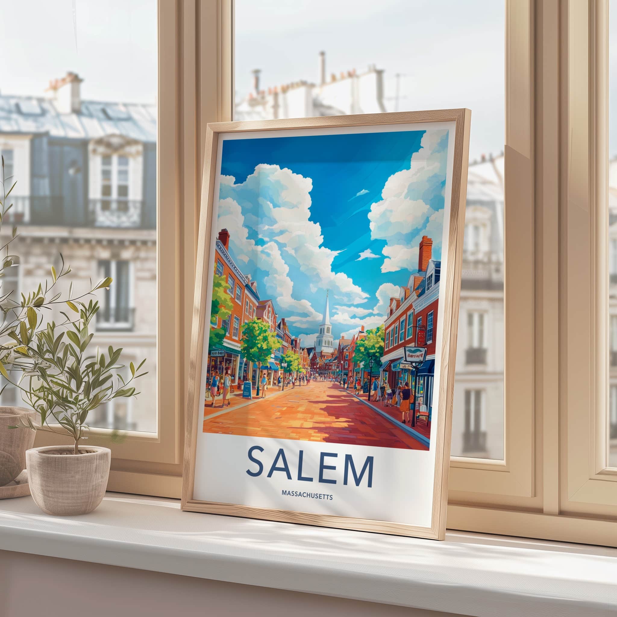 Salem Poster - Massachusetts Wall Art - Lively Town Street Home Decor
