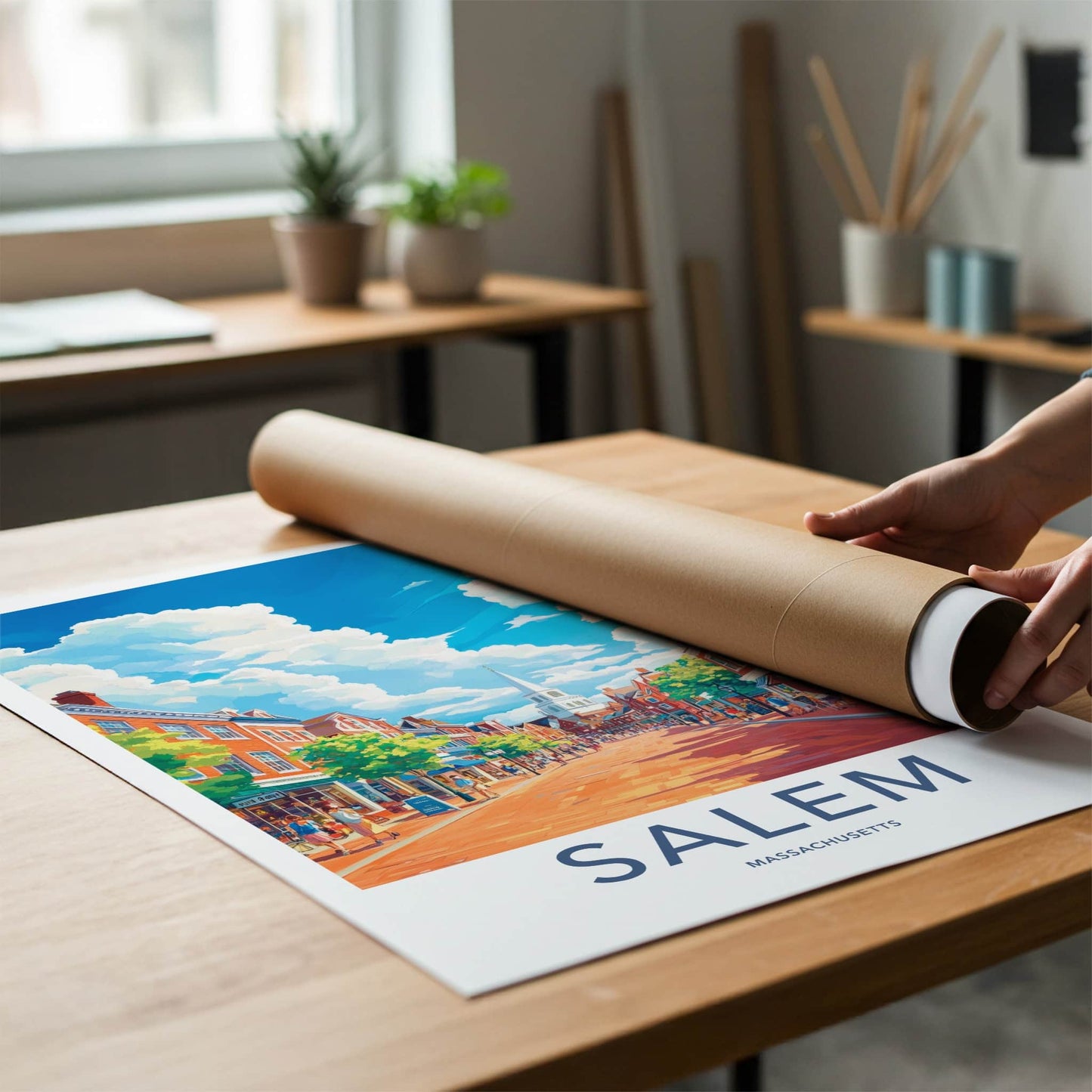 Salem Poster - Massachusetts Wall Art - Lively Town Street Home Decor