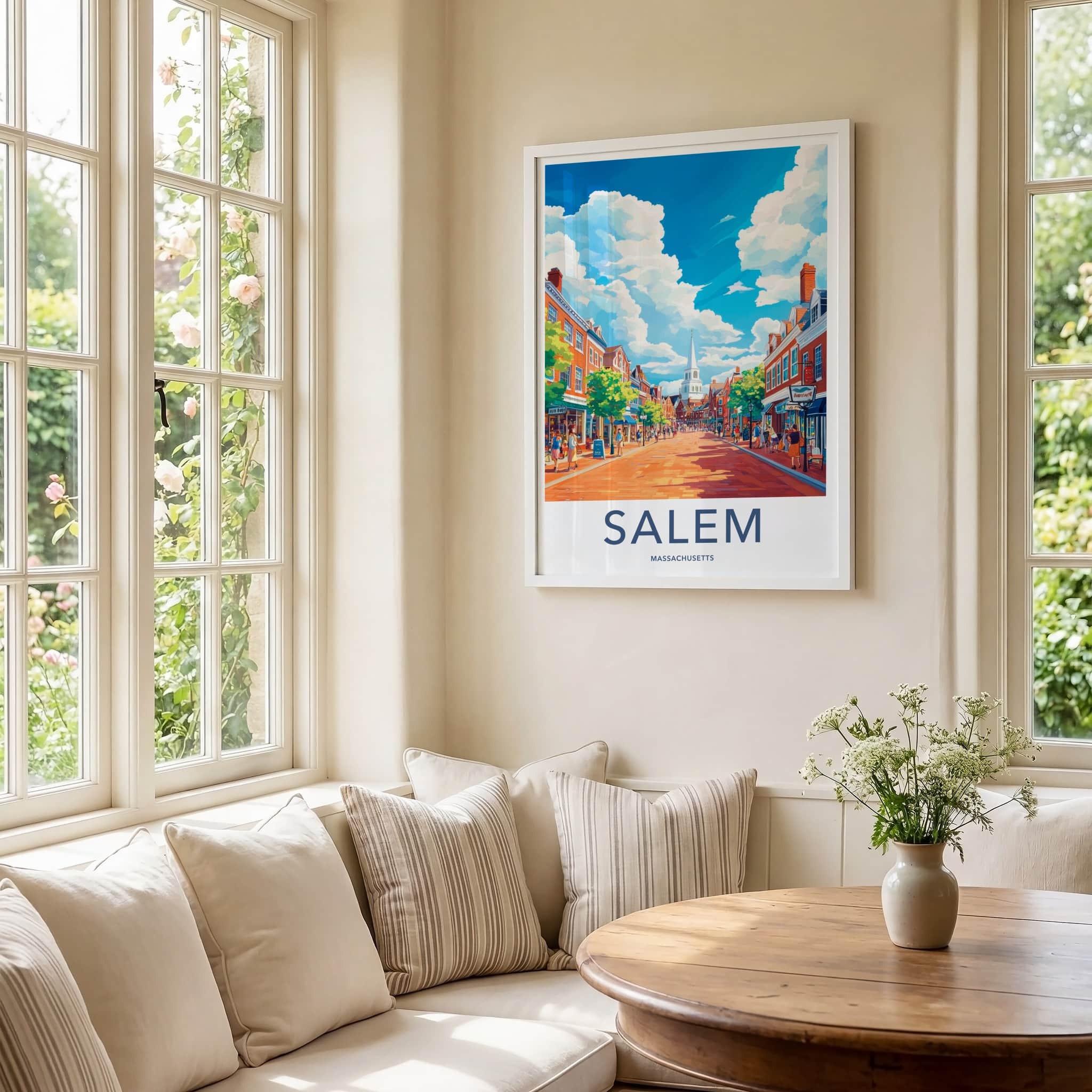 Salem Poster - Massachusetts Wall Art - Lively Town Street Home Decor